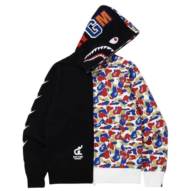(M) Bape Store Bangkok 5th Anniversary Shark Full Zip Hoodie Black 2021