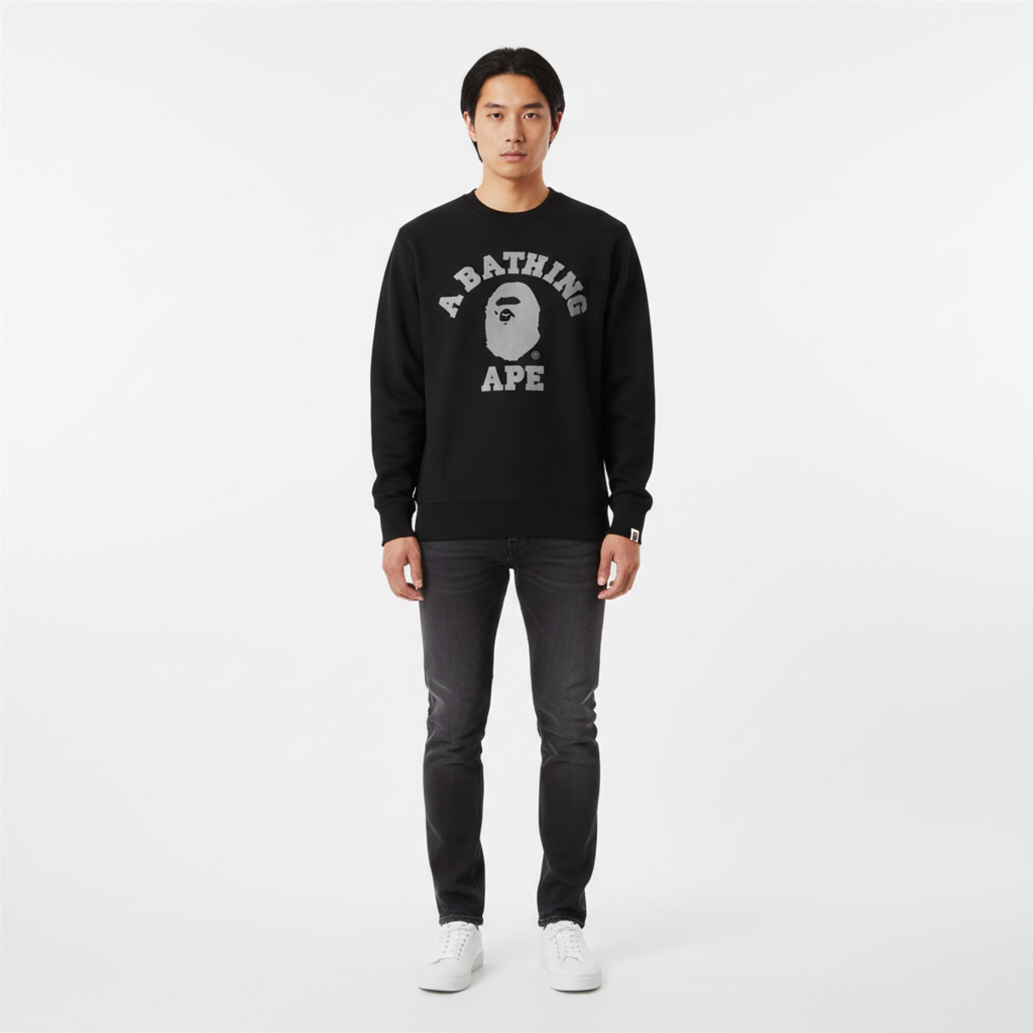 (M) Bape College Heavy Weight Crewneck Black 2018