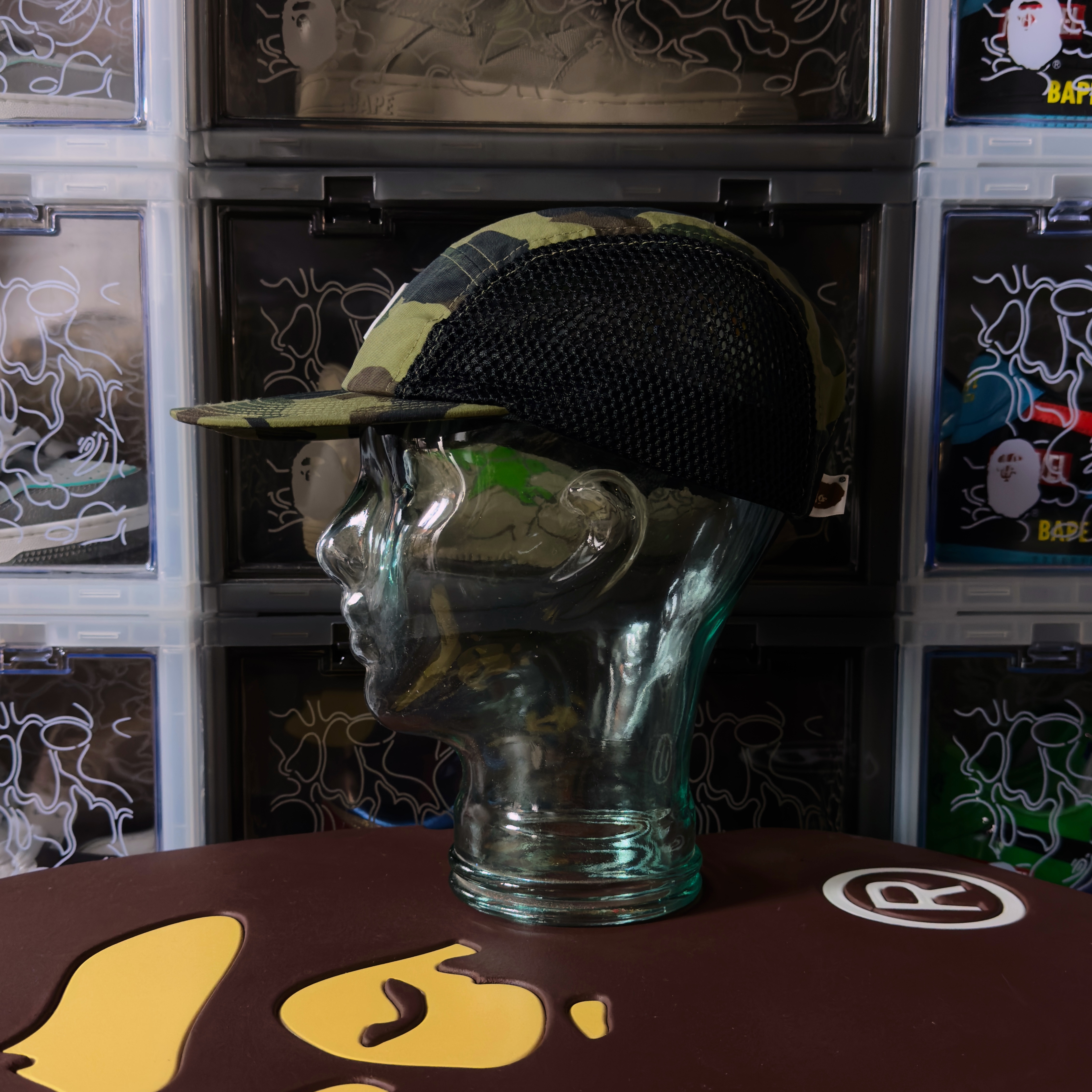 Bape 1st Camo Ape Head One Point Mesh Jet Cap Green 2019