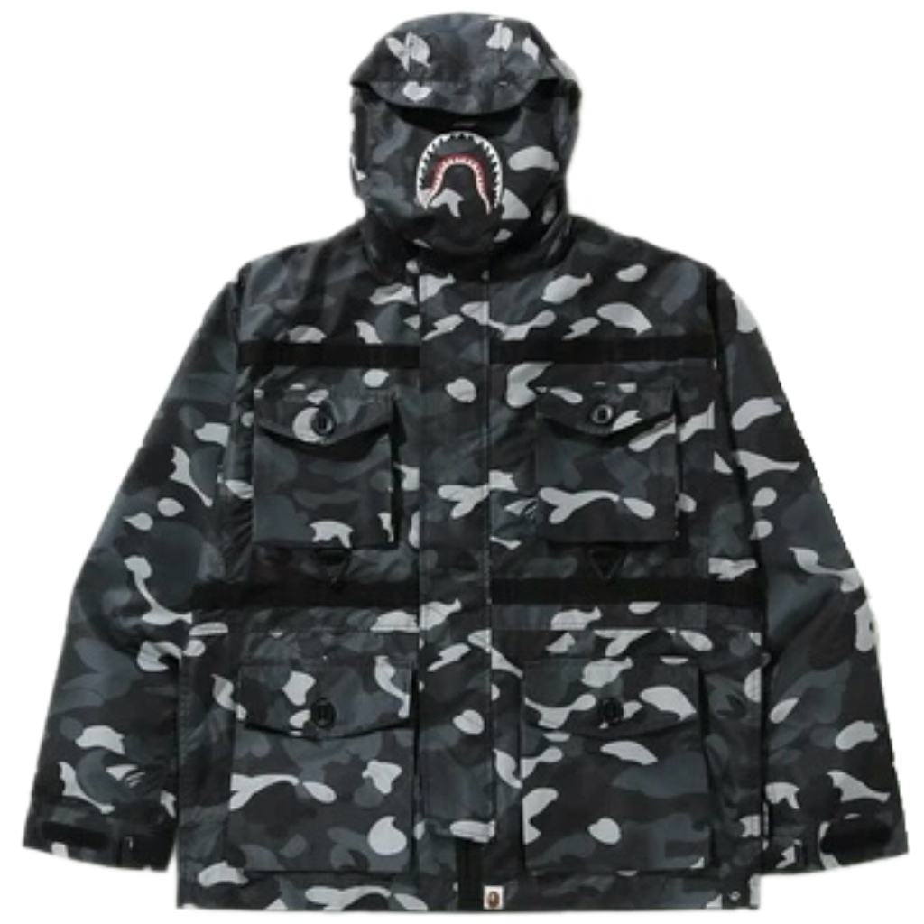 (XL) Bape Gradation Camo Shark Mask Jacket Black 2019