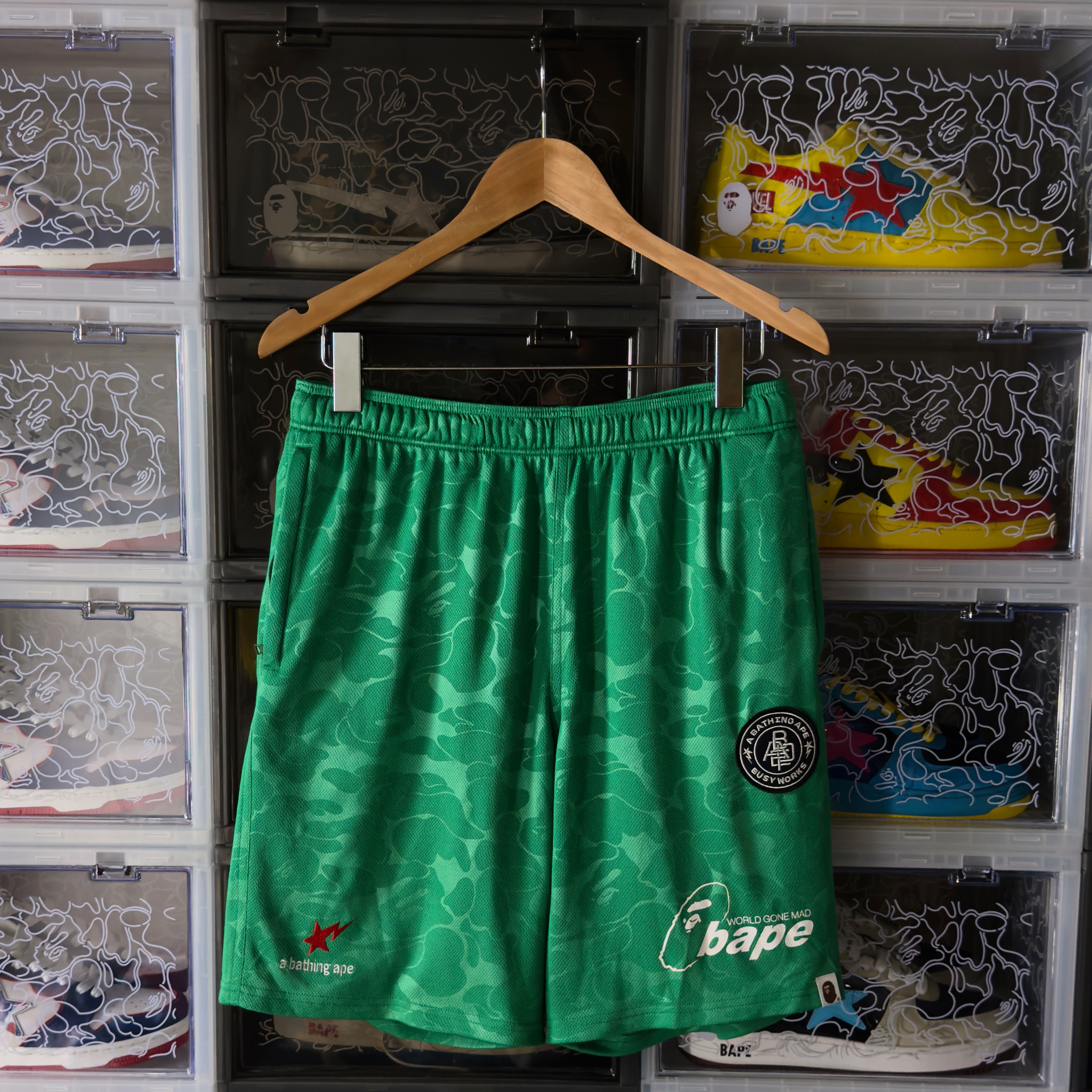 (L) Bape Soccer Game Shorts Green 2022