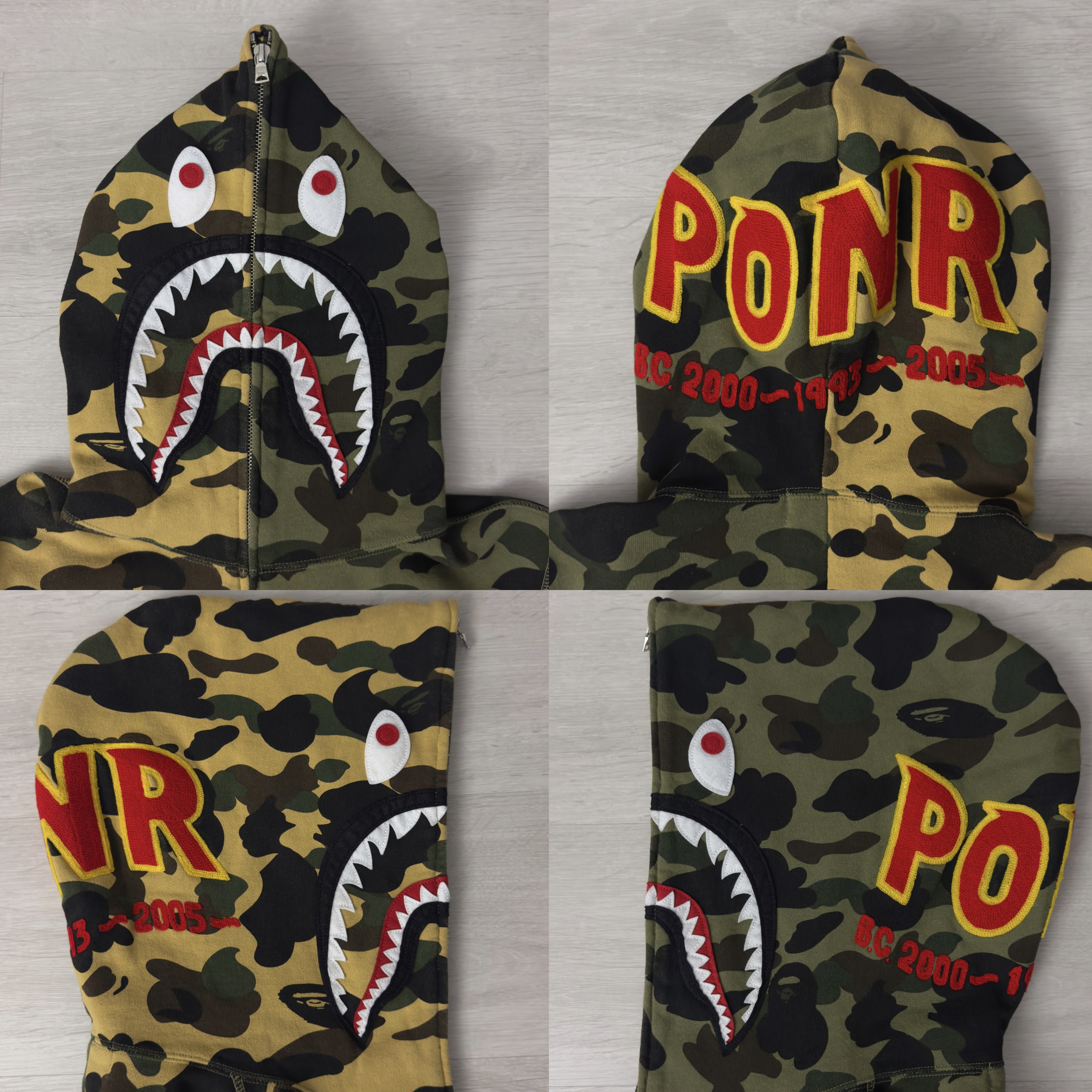 (L) Bape 1st Camo Half Shark Full Zip Hoodie Green/Yellow