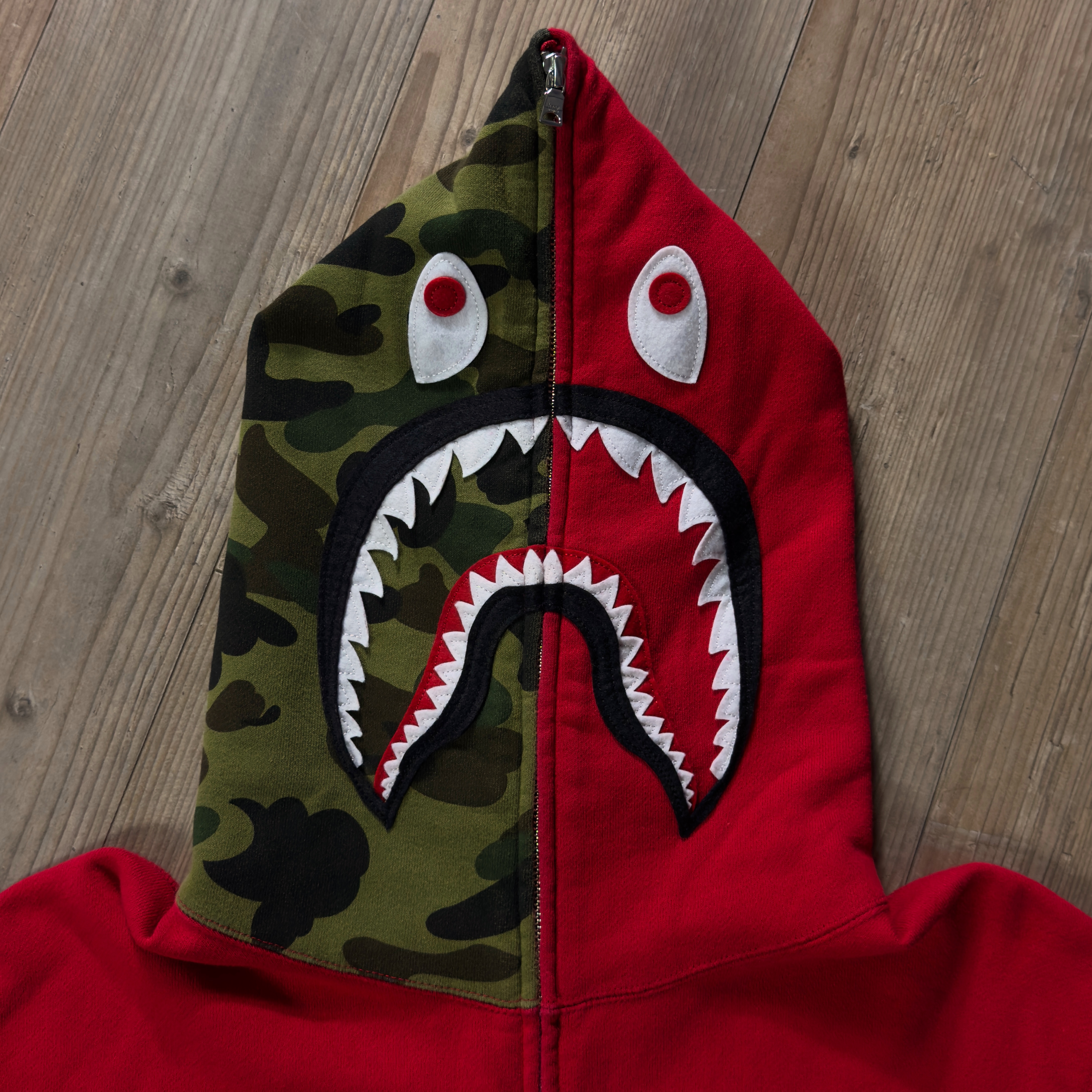 (XL) Bape 1st Camo Shark Full Zip Hoodie Red