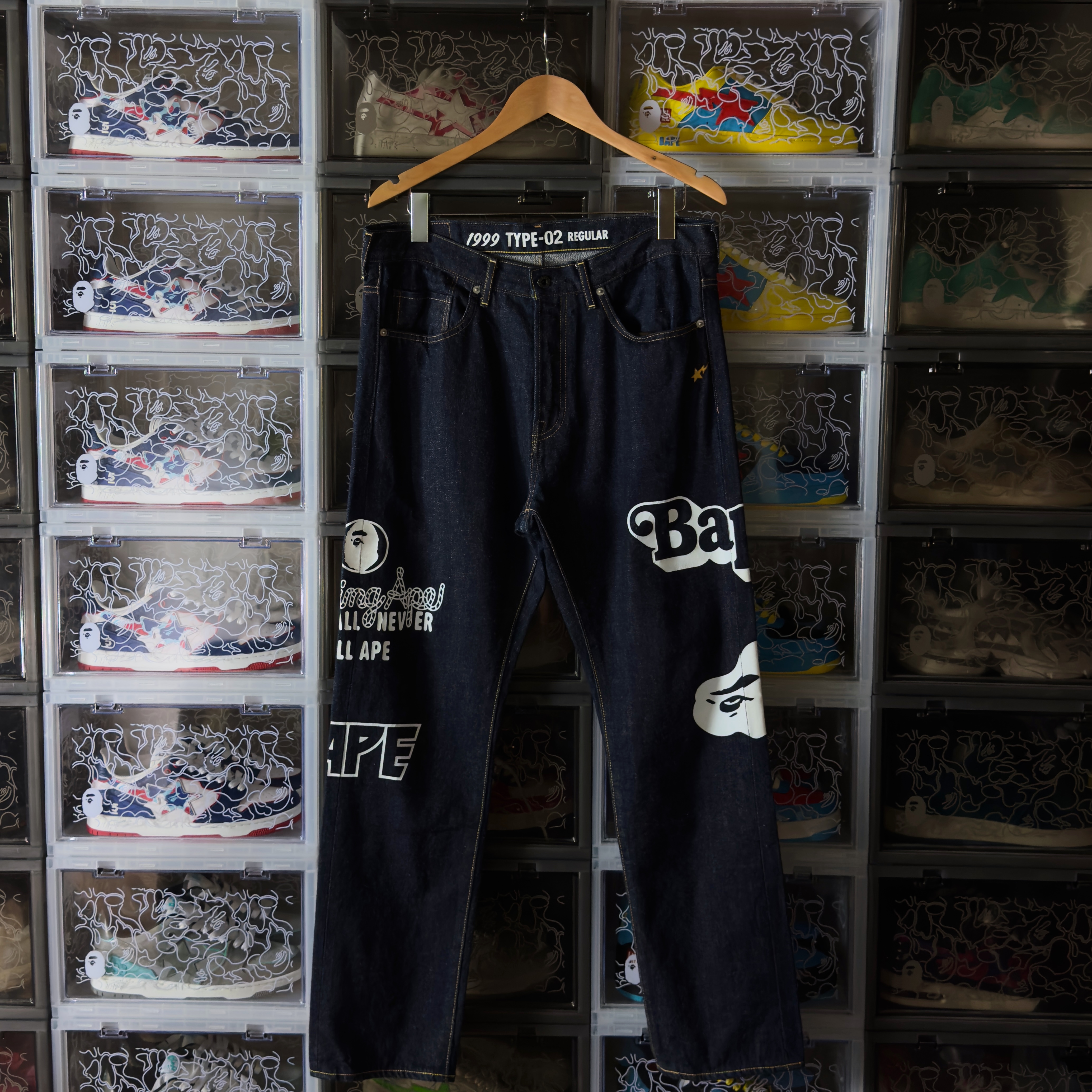 (L) Bape 1999 Type-02 Print Regular Jeans 2015 