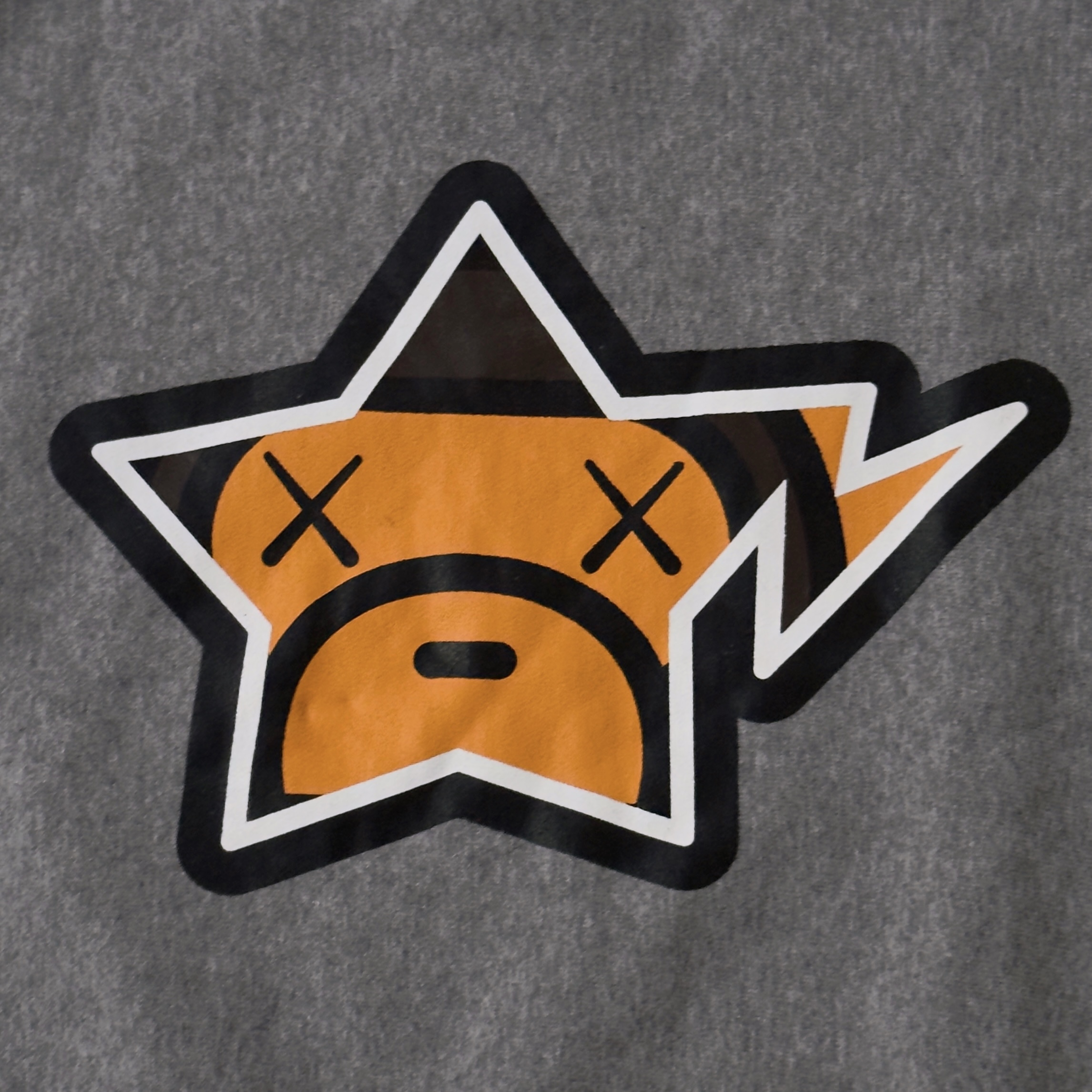(S) Bape x Kaws Baby Milo Bapesta Face Logo Crewneck Grey