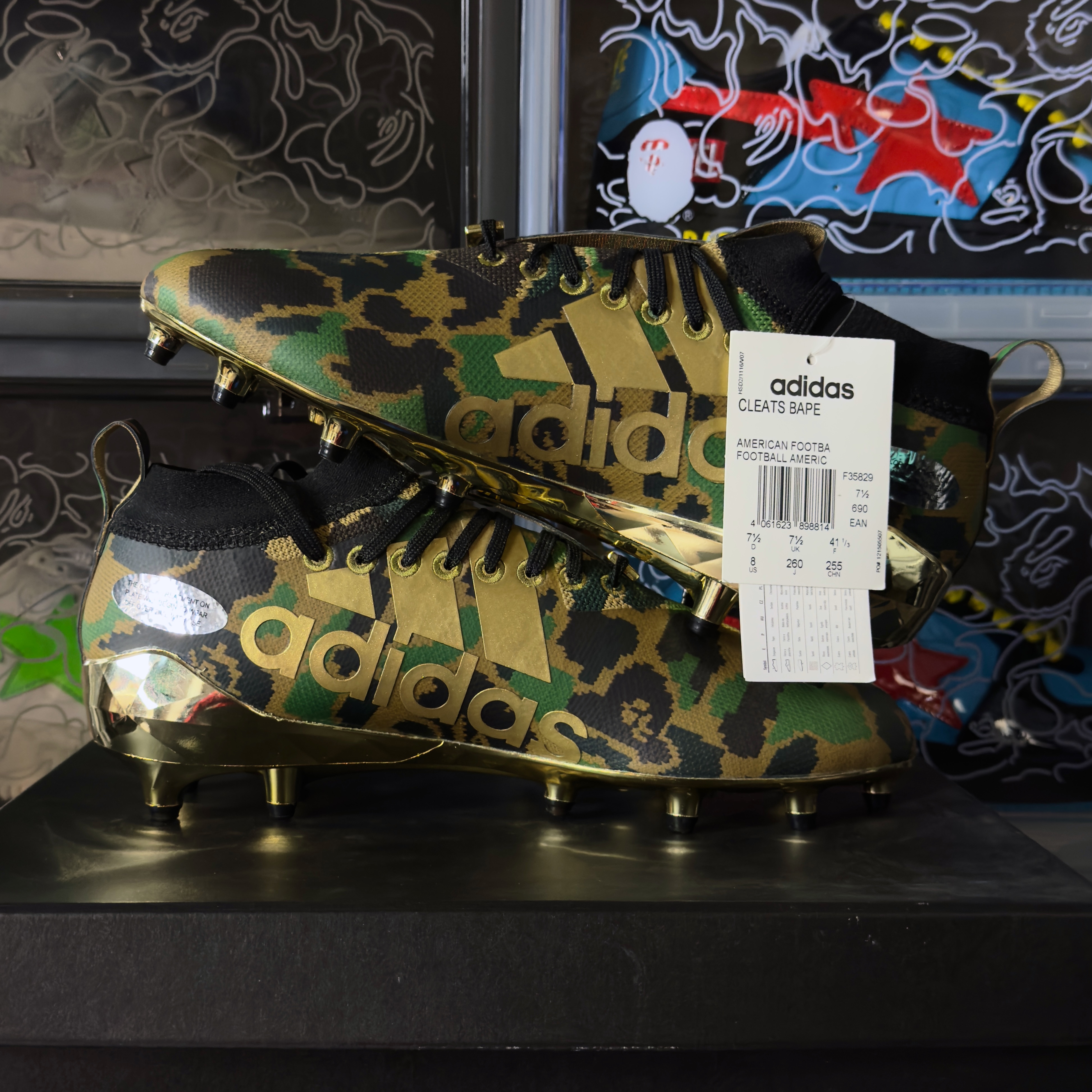 (41,5) Bape x Adidas Camo Cleats Green 2019