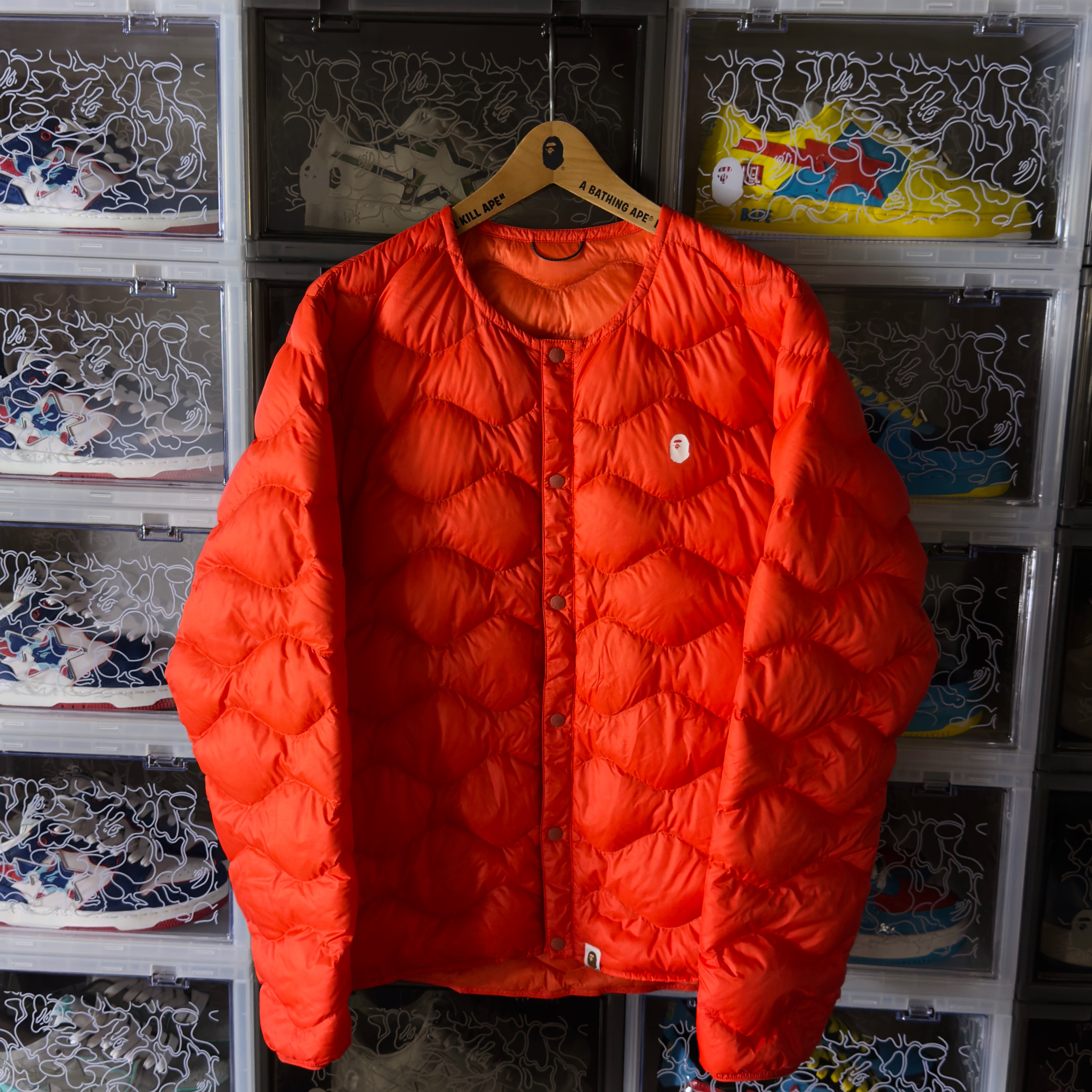 (L) Bape Pocketable Light Down Jacket Orange 2018