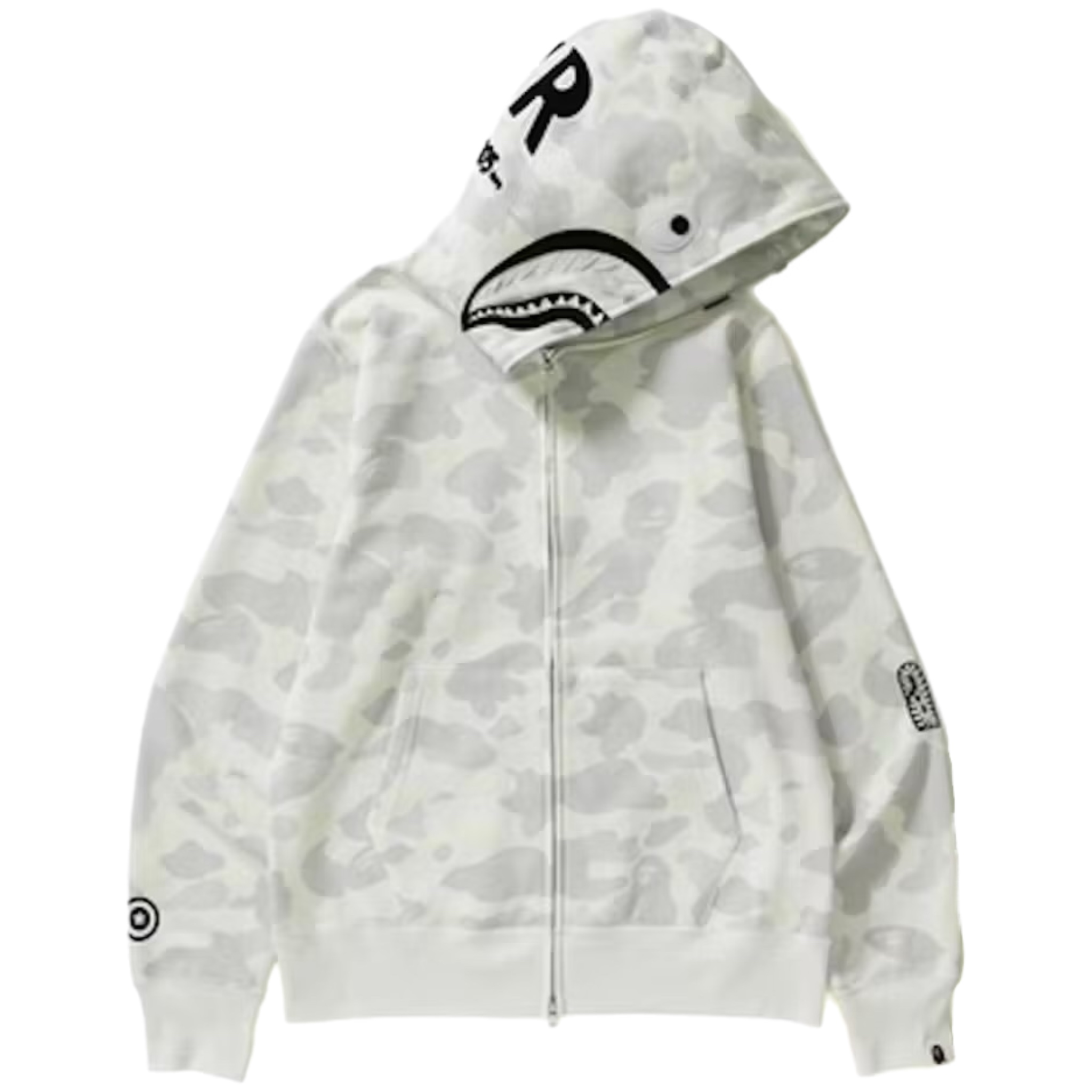 (L) Bape City Camo Shark Full Zip Hoodie White/Black