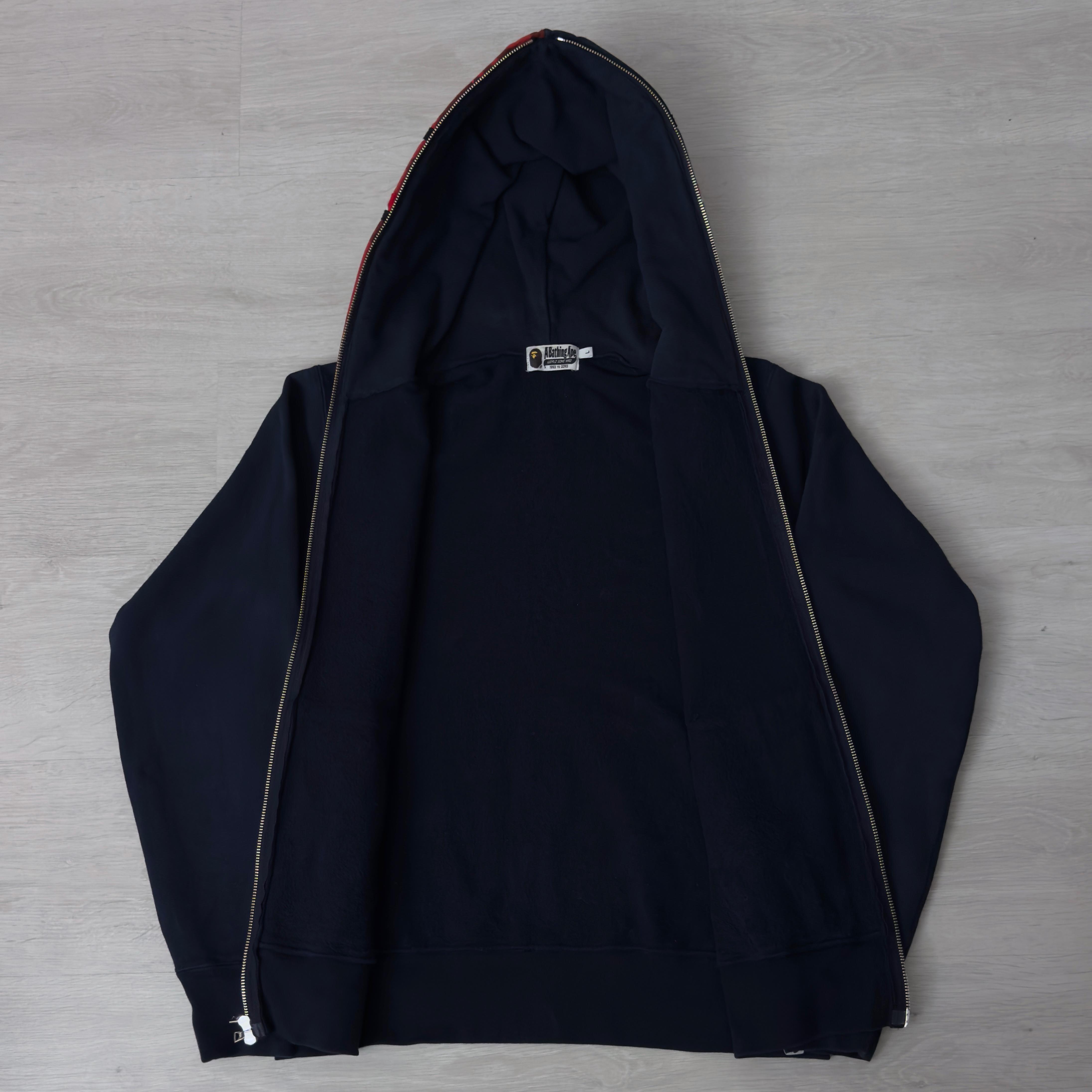 (L) Bape Shark Full Zip Hoodie Navy/Red