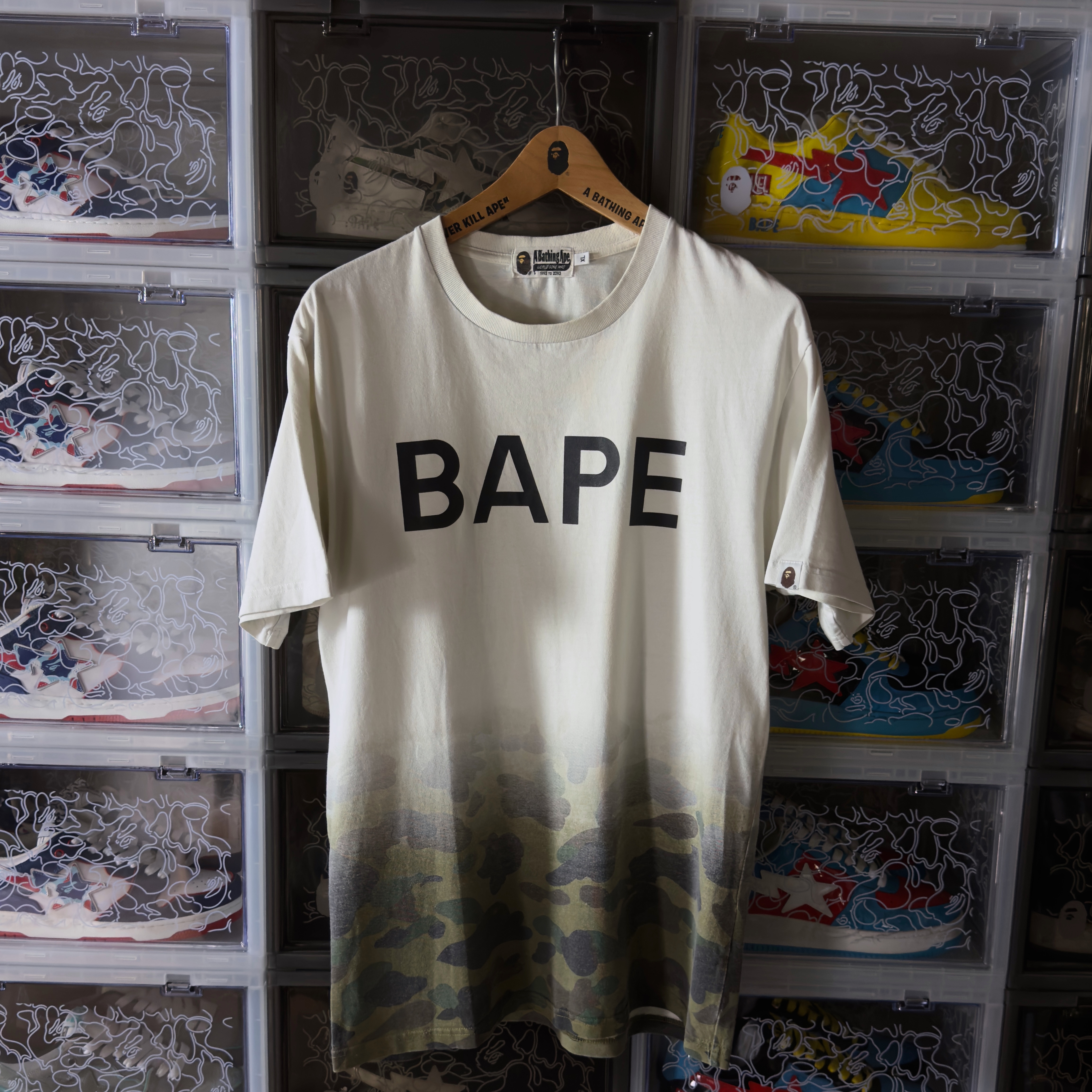 (XL) Bape Gradation Camo Tee White/Green