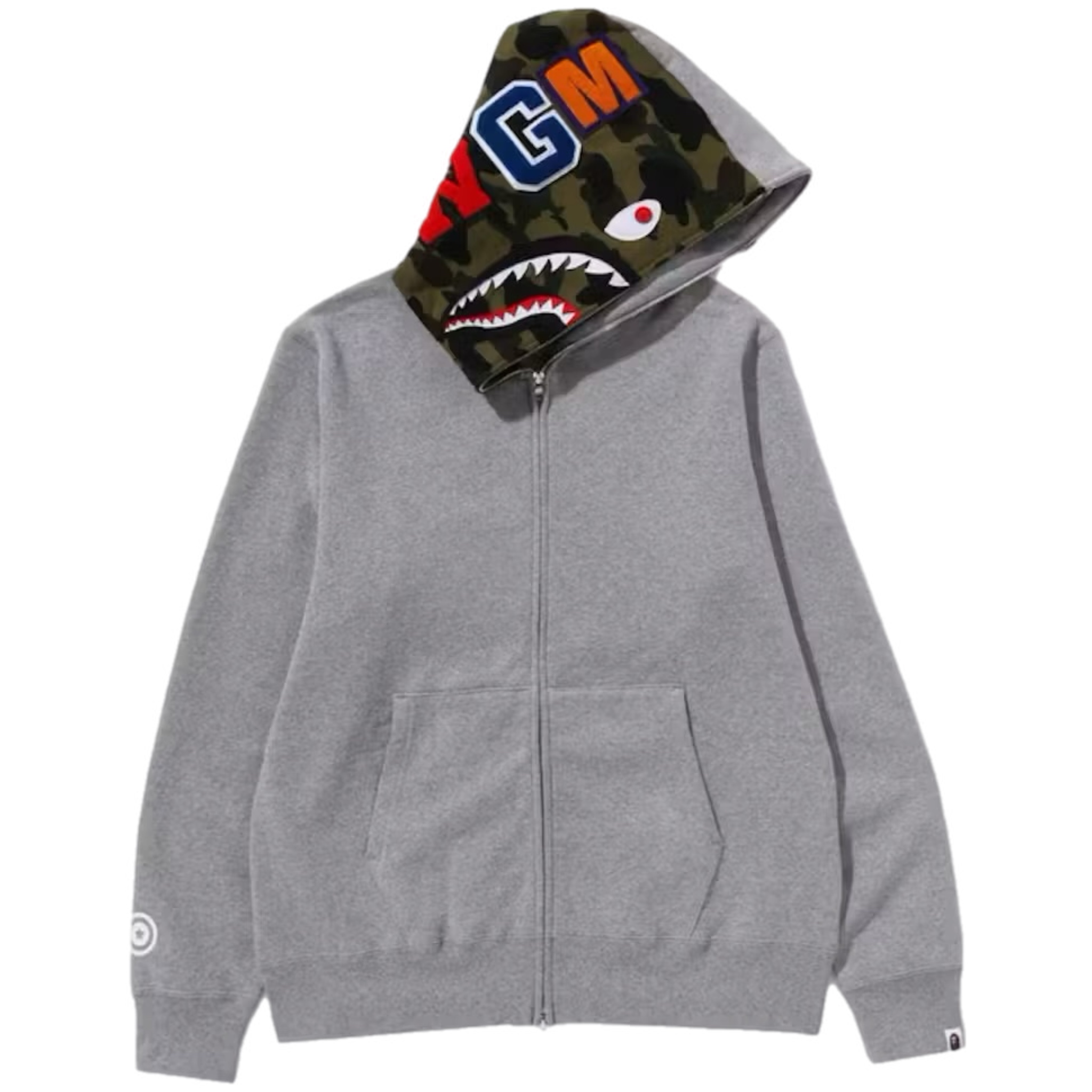 (L) Bape 1st Camo Shark Full Zip Hoodie Gray/Green