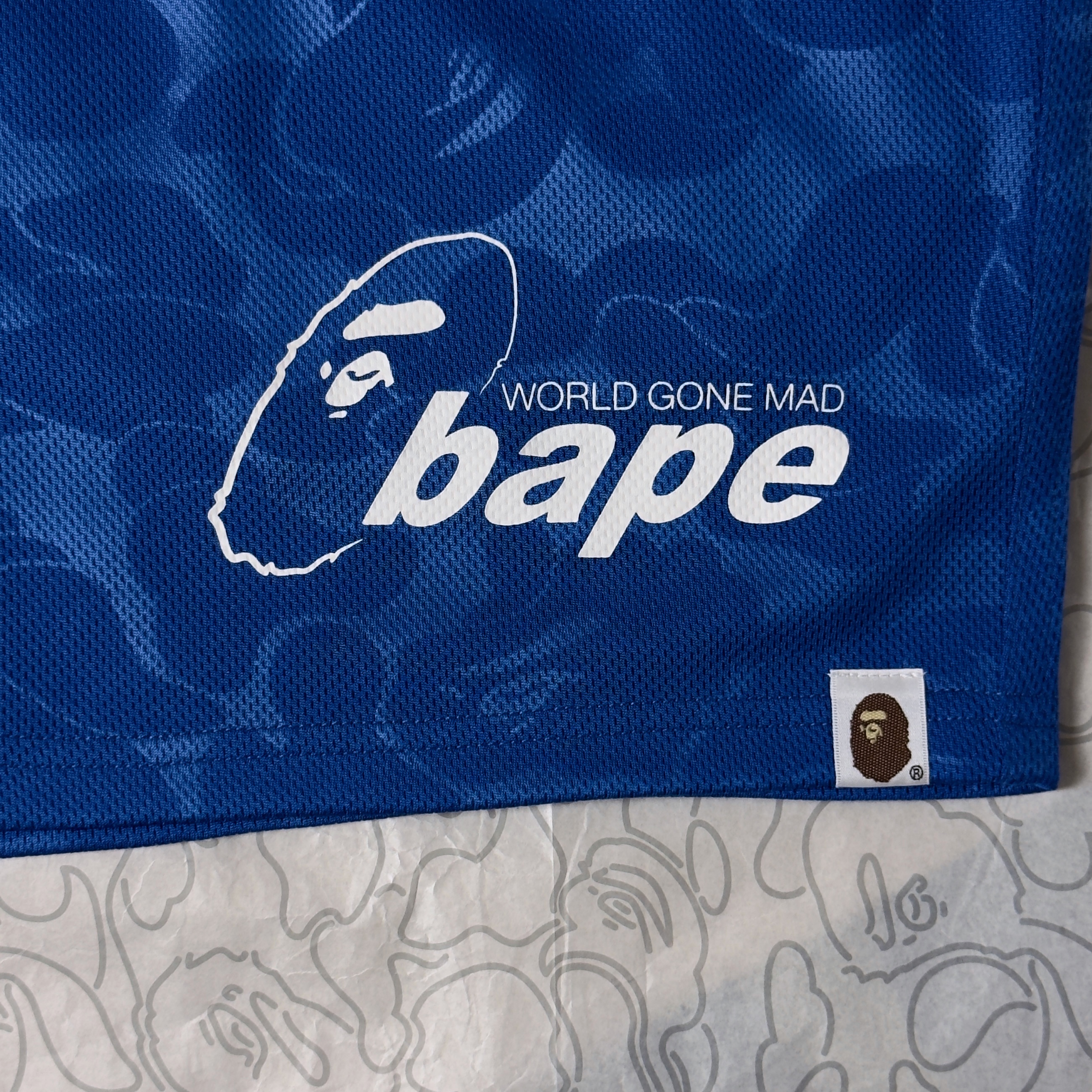 (L) Bape Soccer Game Shorts Blue 2022