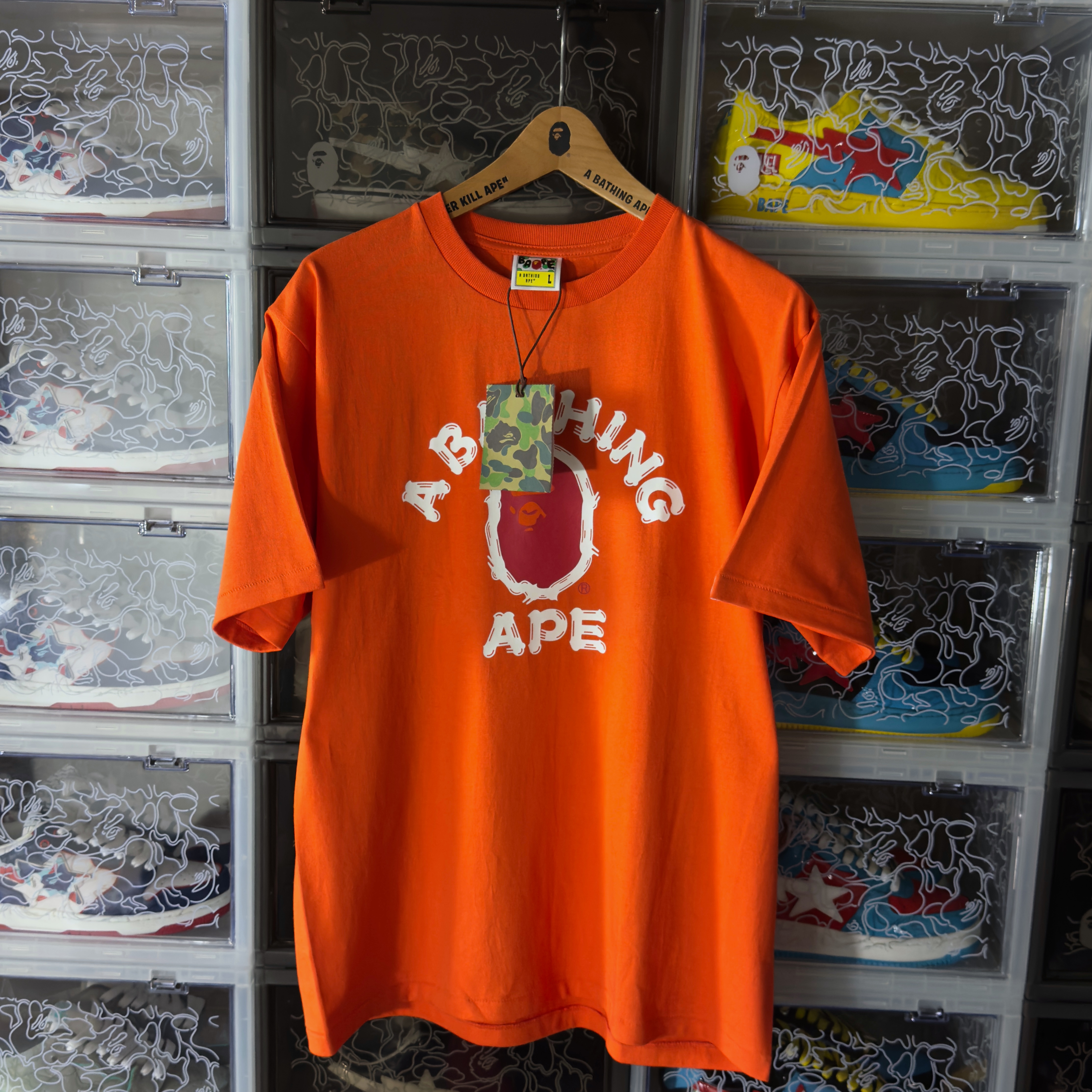 (L) Bape Brush College Tee Orange 2023