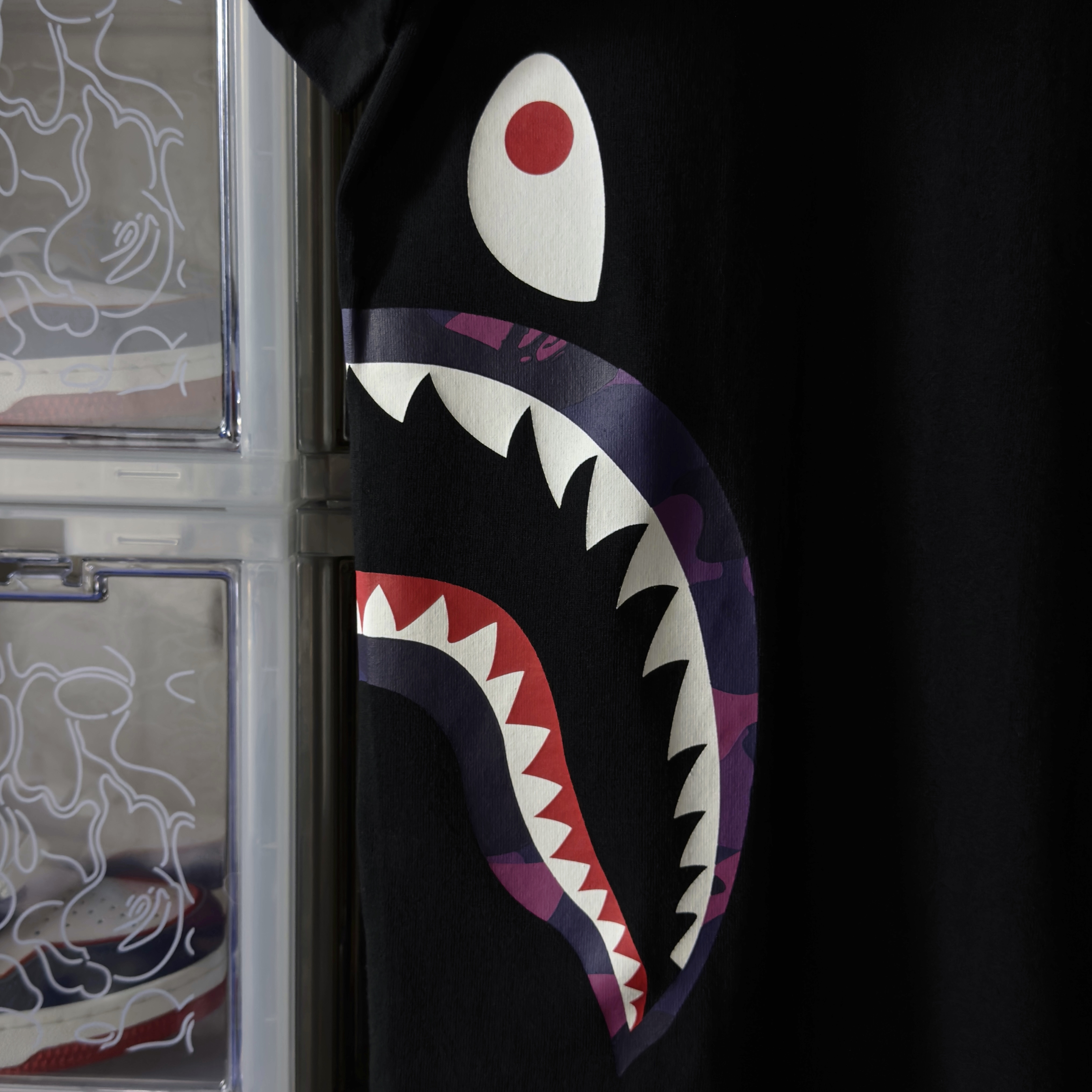(M) Bape Color Camo Side Shark Tee Black/Purple
