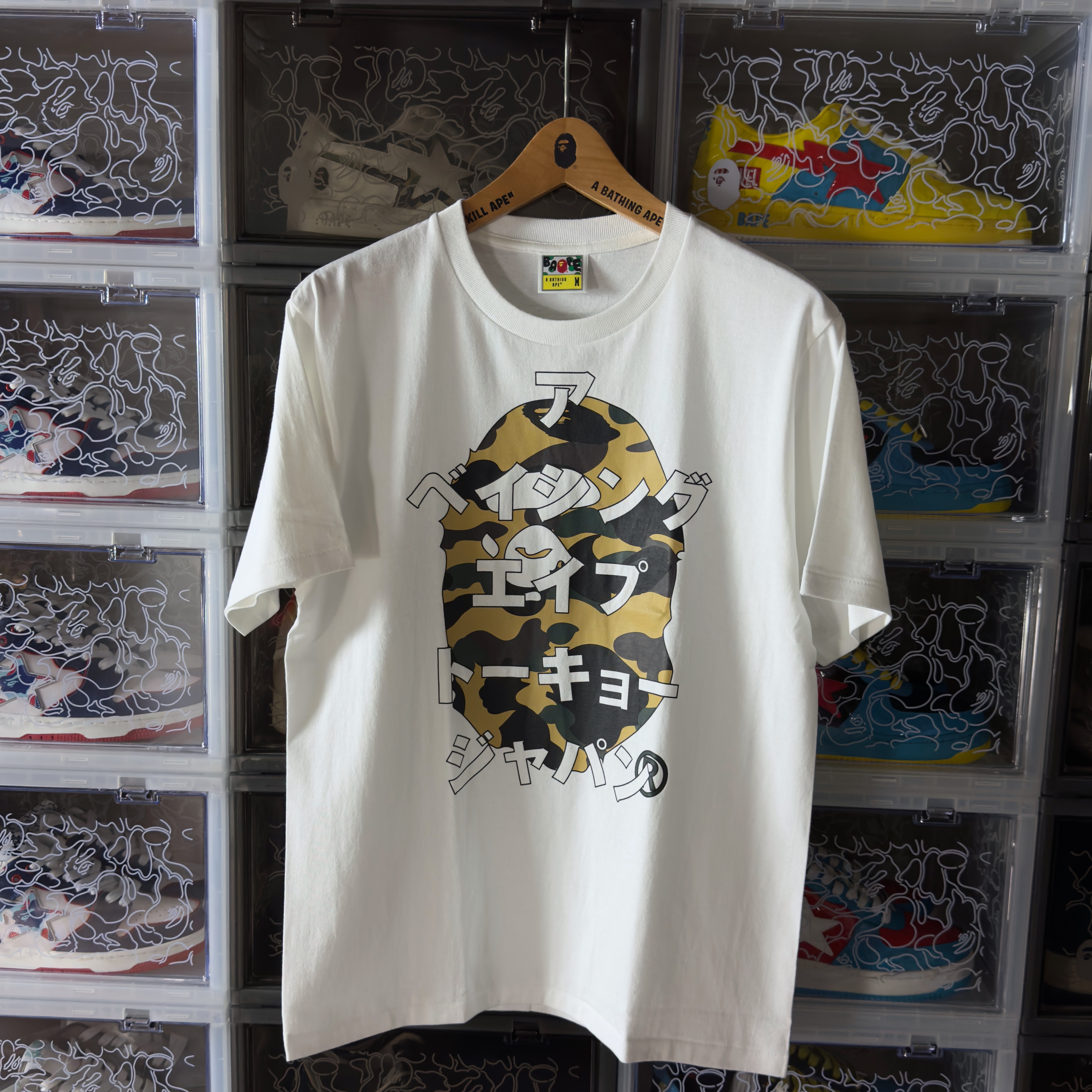 (S) Bape 1st Camo Bape Katakana Tee White/Yellow 2024