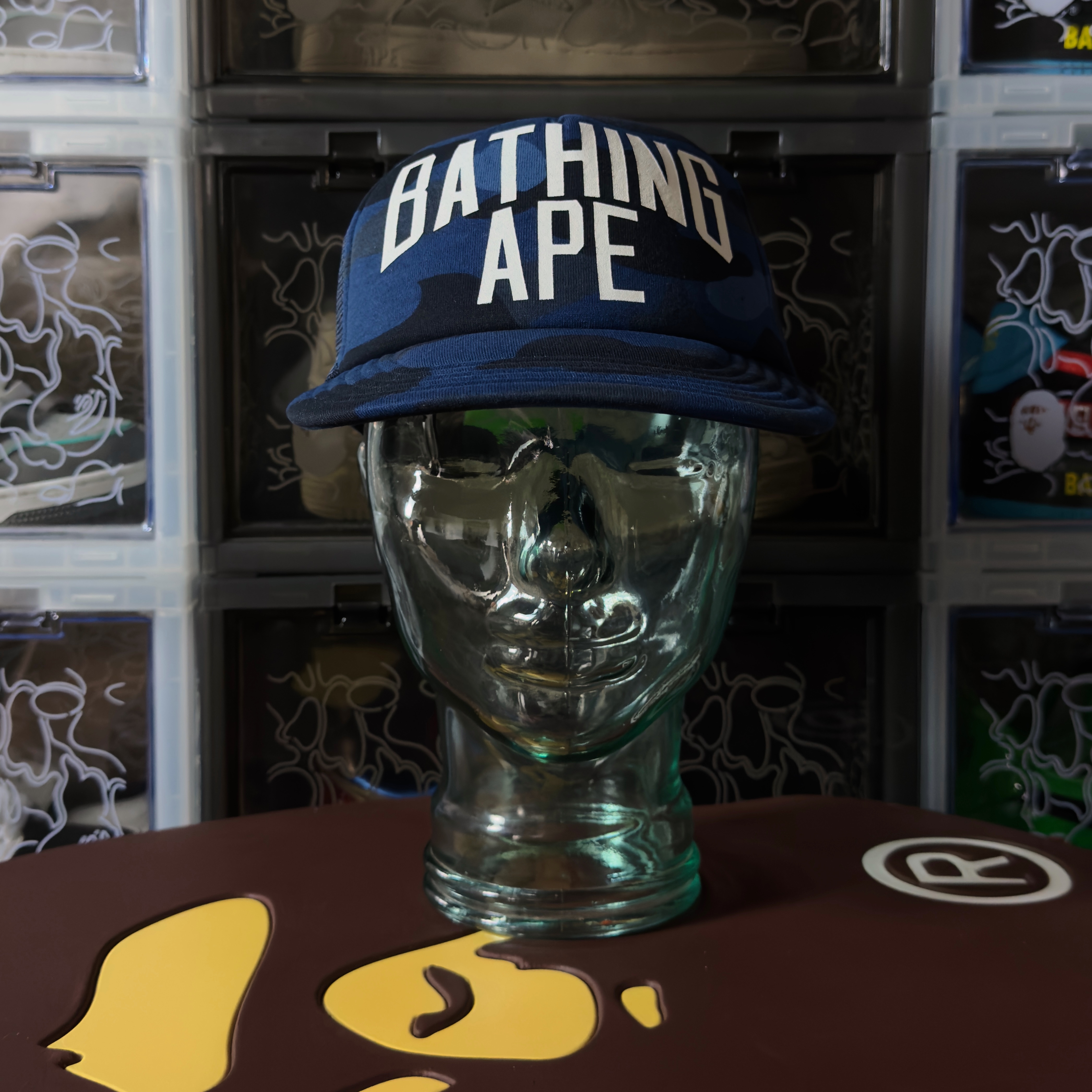 Bape Color Camo NYC Logo Mesh Cap Navy 2022