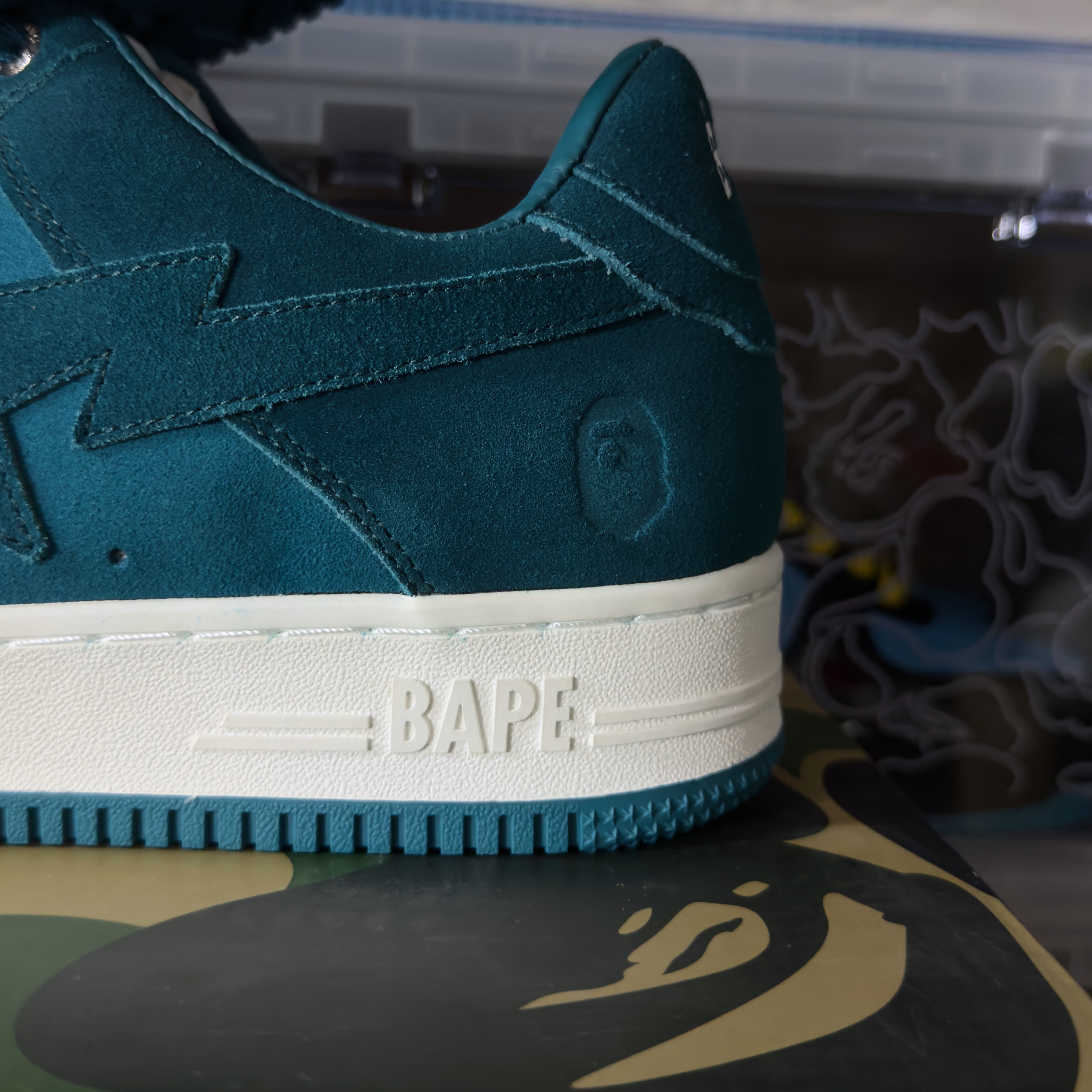 (46) A Bathing Ape Bapesta Suede Green 2022