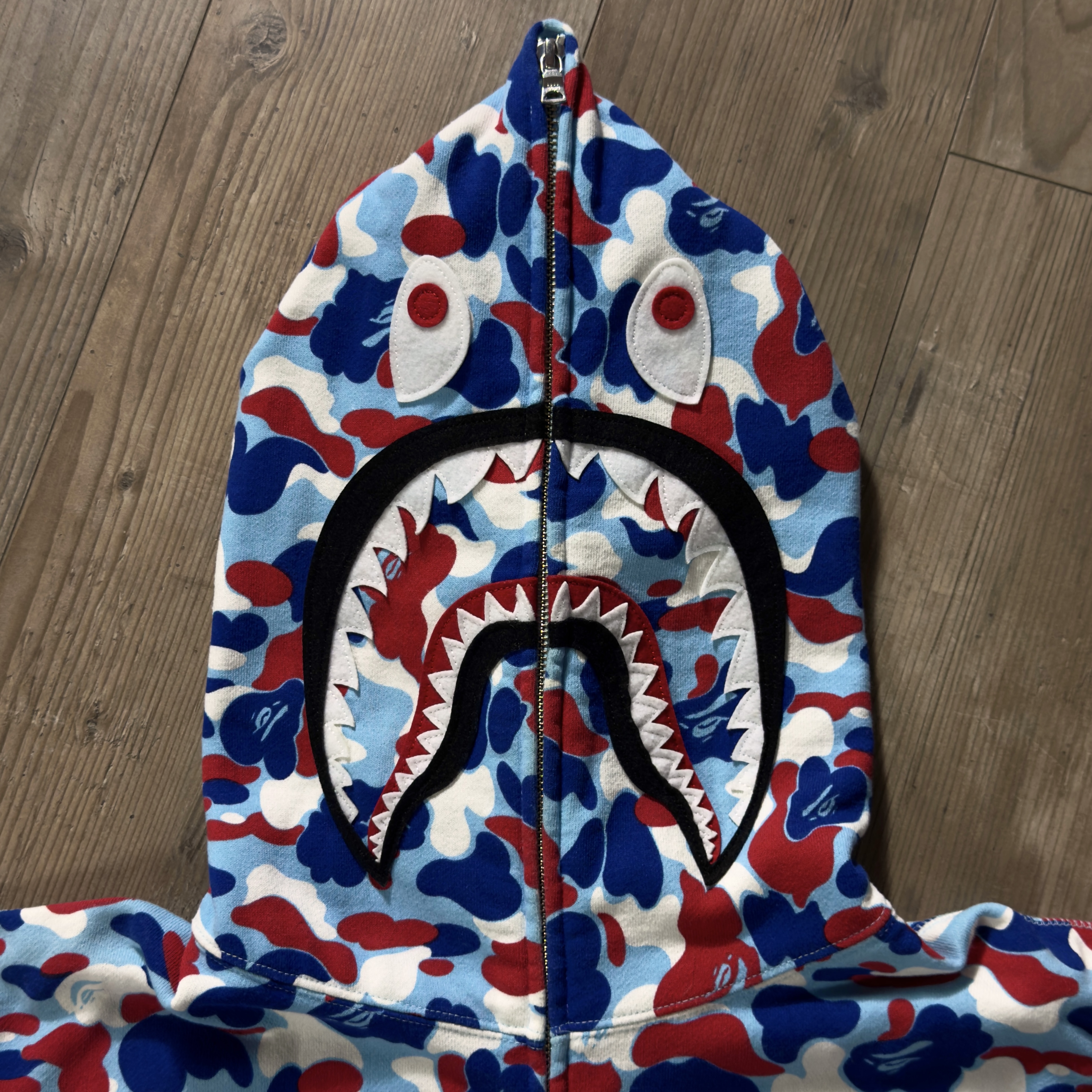 (XL) Bape Paris 4th Anniversary Shark Full Zip Hoodie Blue 2022