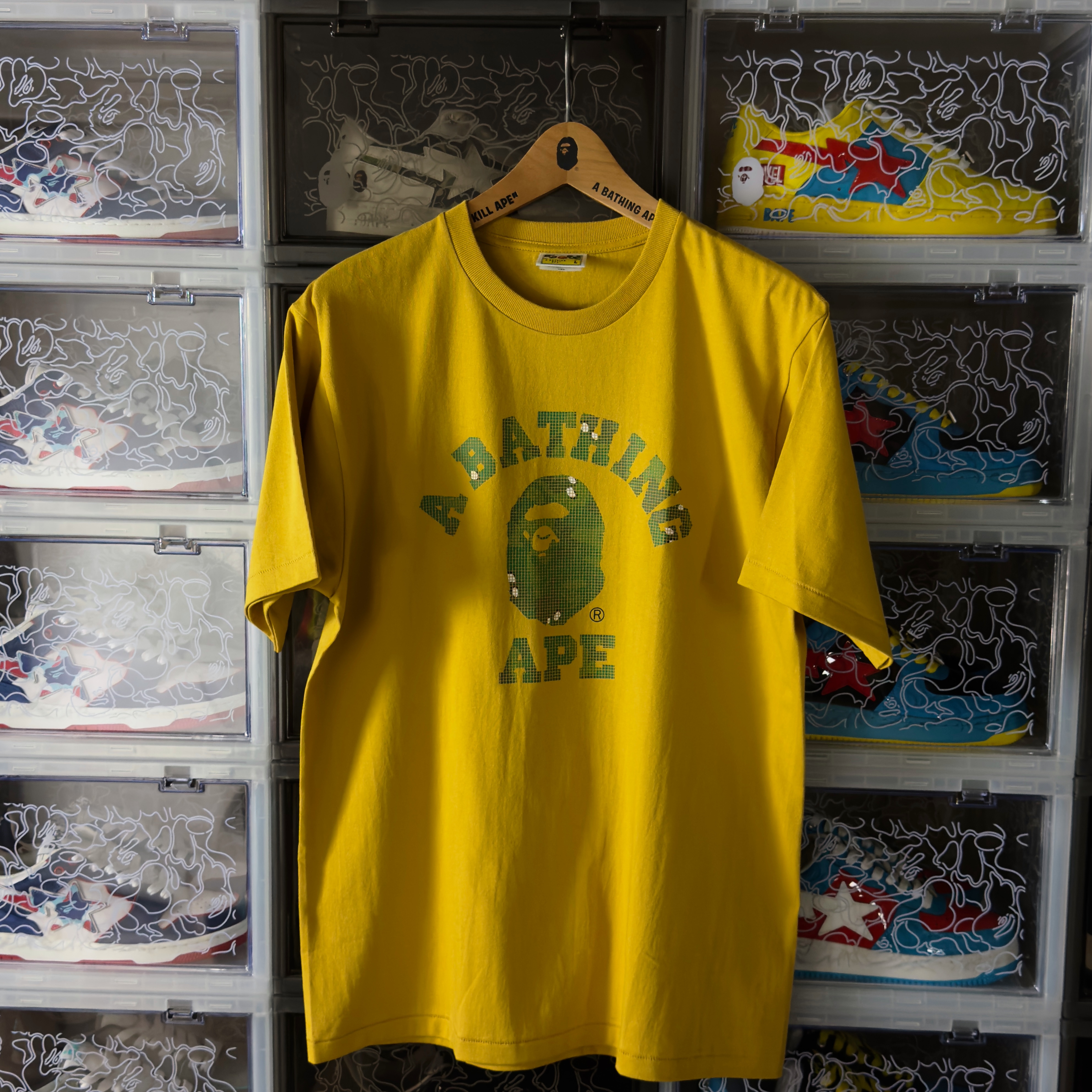(L) Bape Bitmap College Tee Yellow 2024