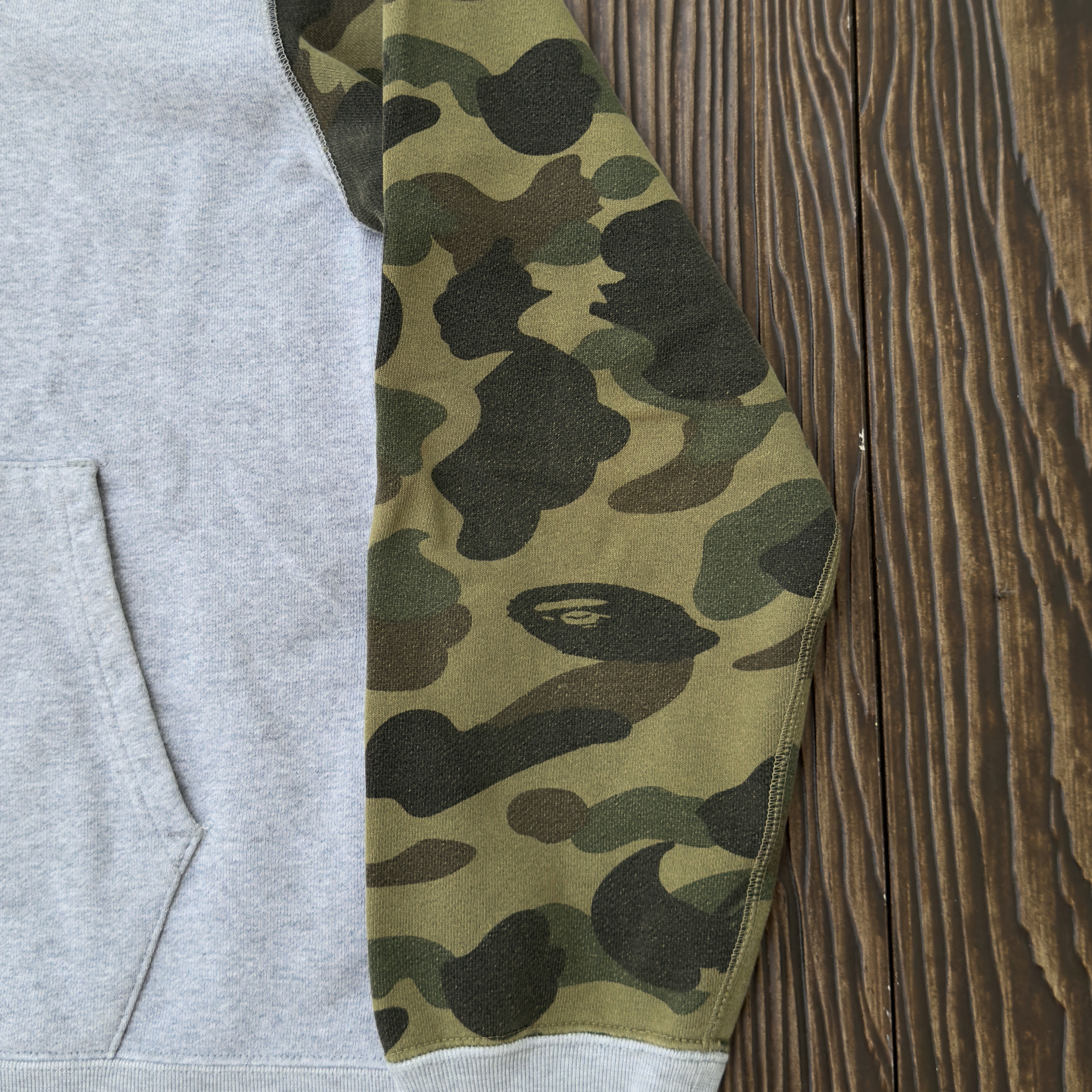 (L) Bape 1st Camo Shark Full Zip Hoodie Grey/Green