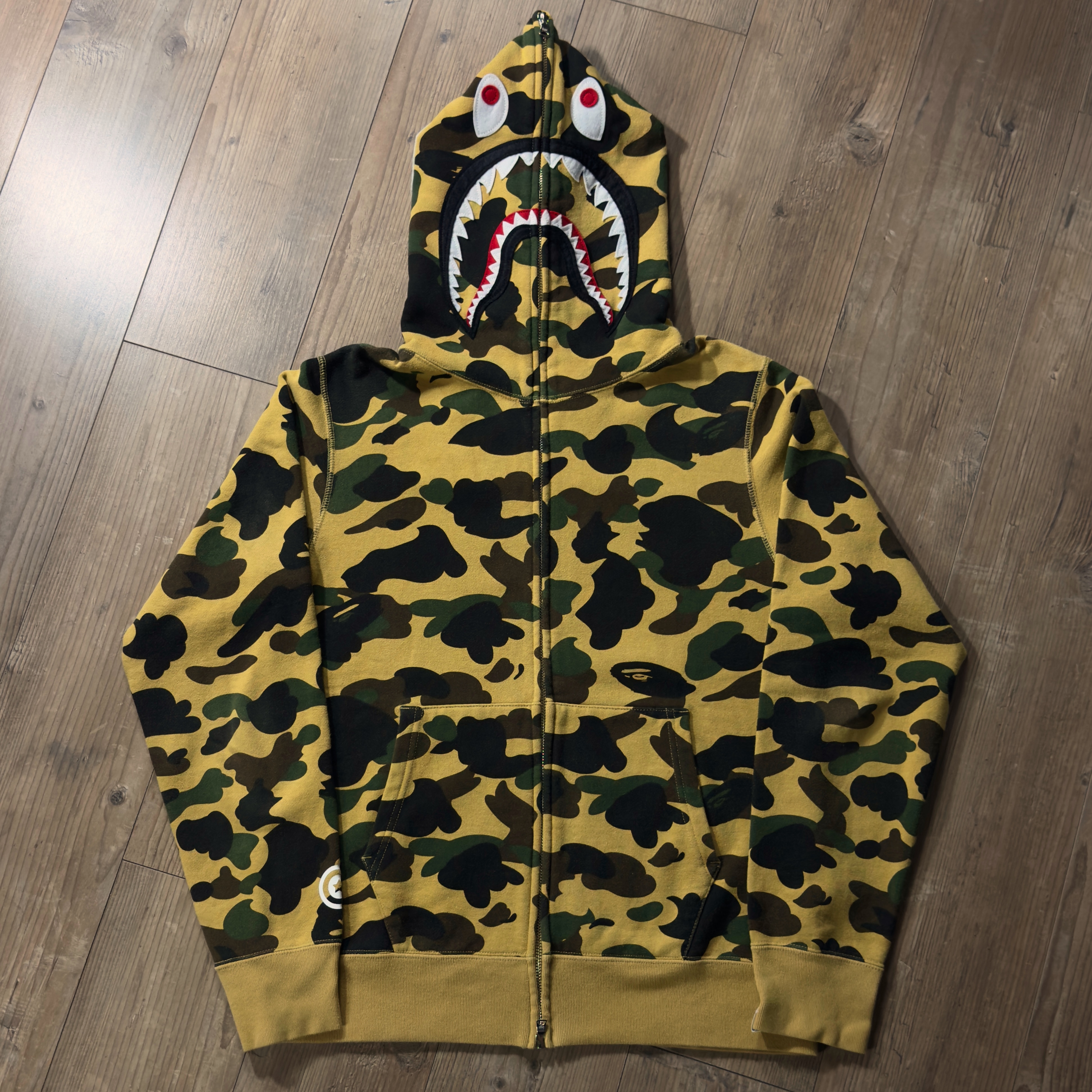 (M) Bape 1st Camo Shark Full Zip Hoodie Yellow