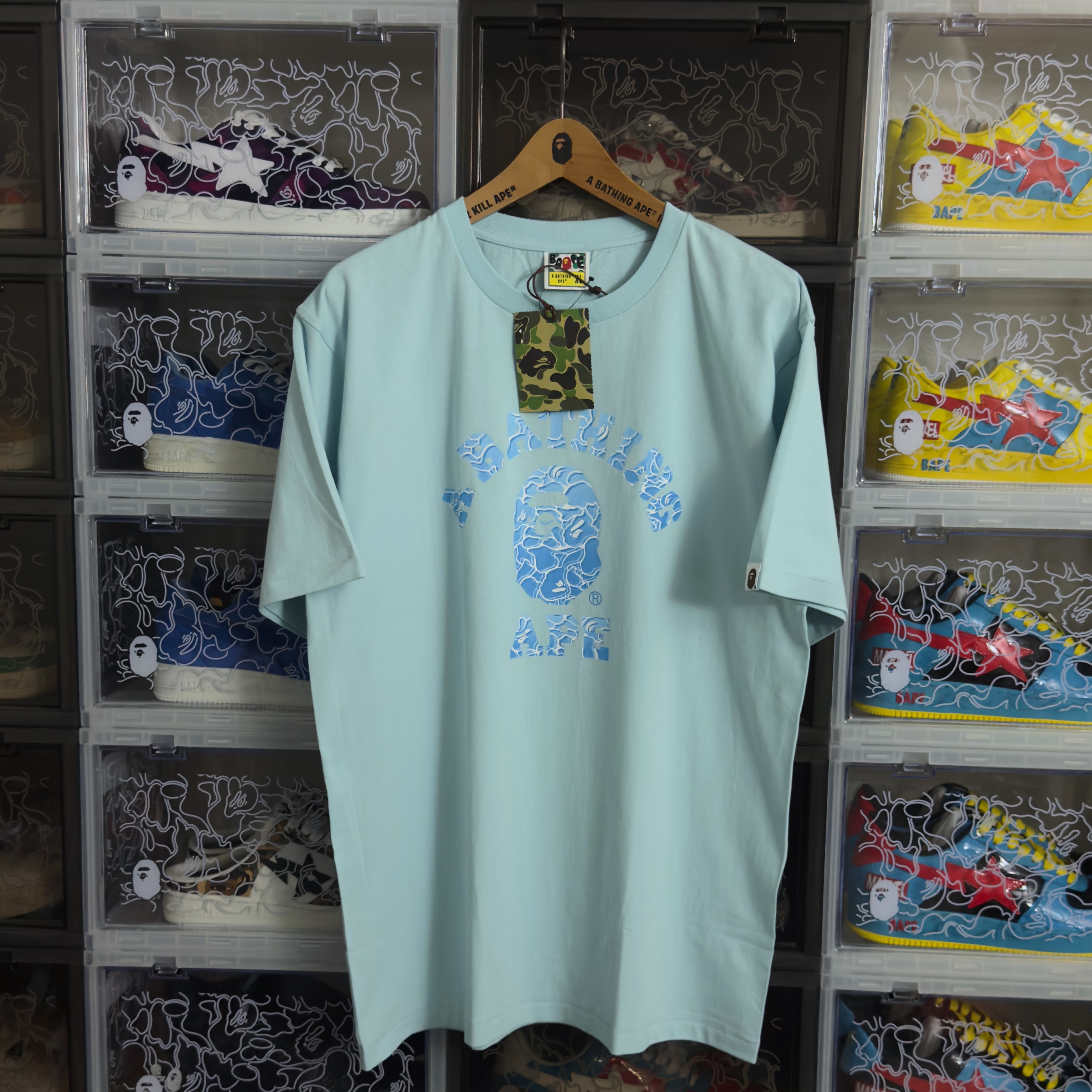 (XL) Bape ABC Sea Surface Camo College Tee Sax 2024