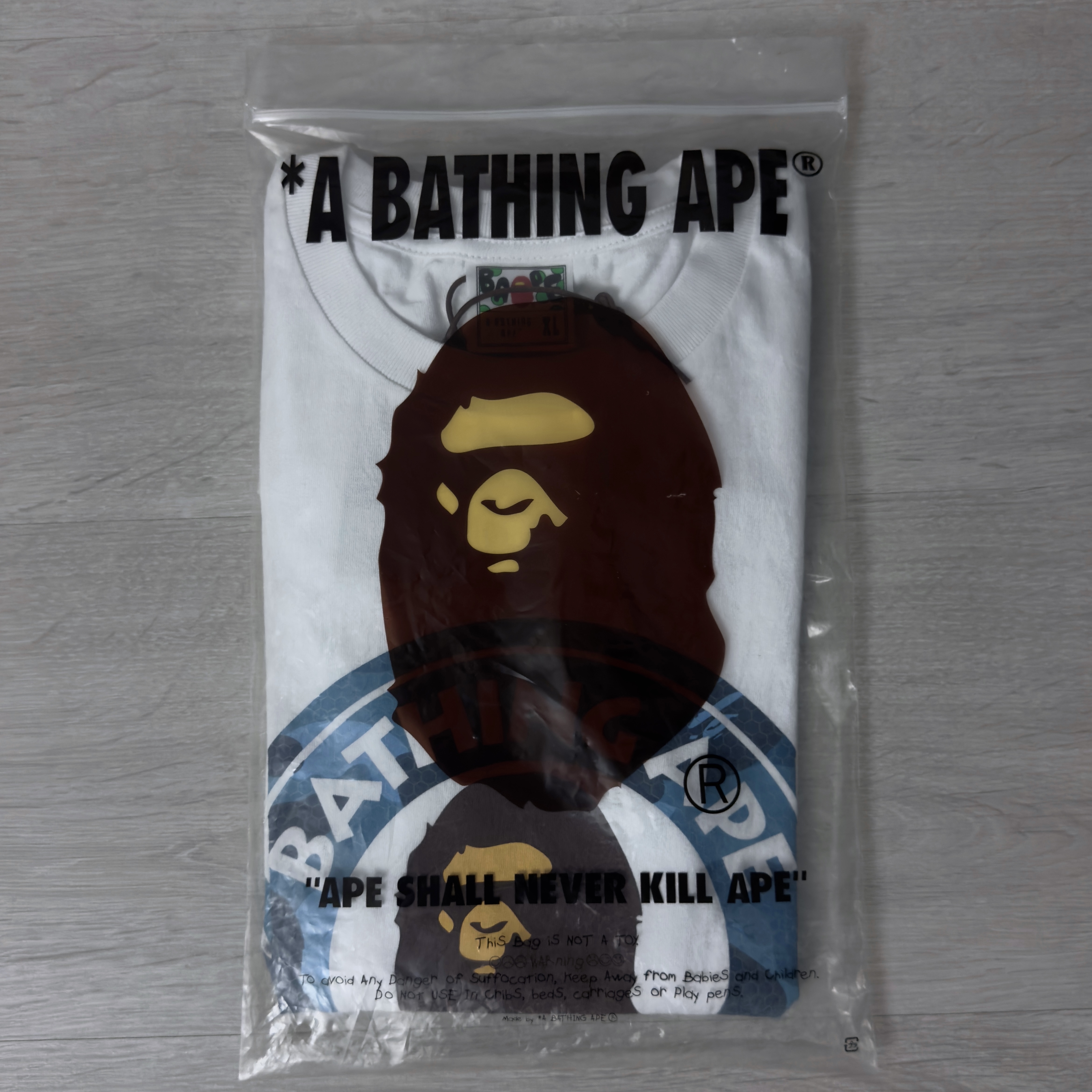 (XL) Bape Honeycomb Camo Busy Works Tee White/Blue 2023