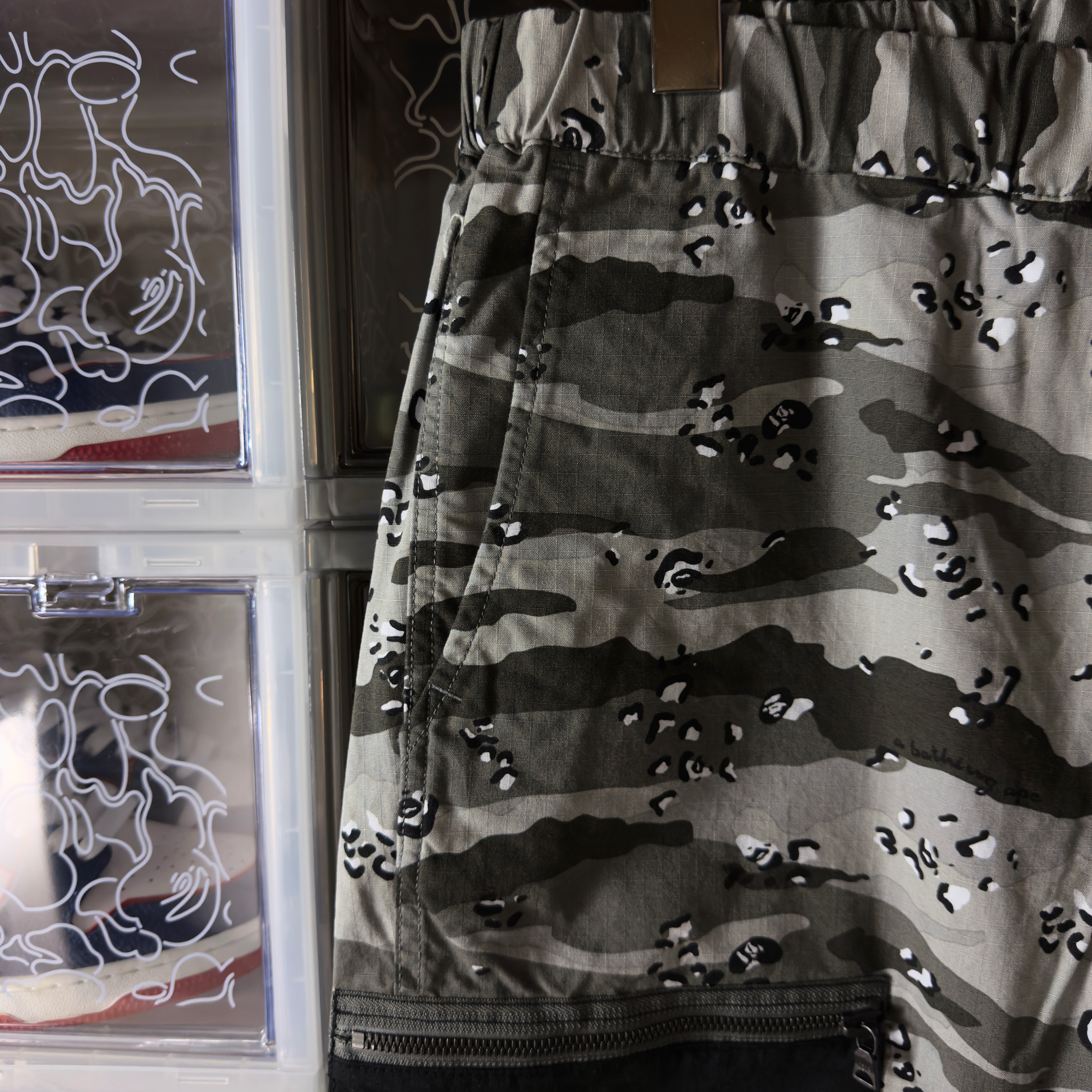 (XL) Bape Desert Camo Relaxed Military Track Pants Black 2021