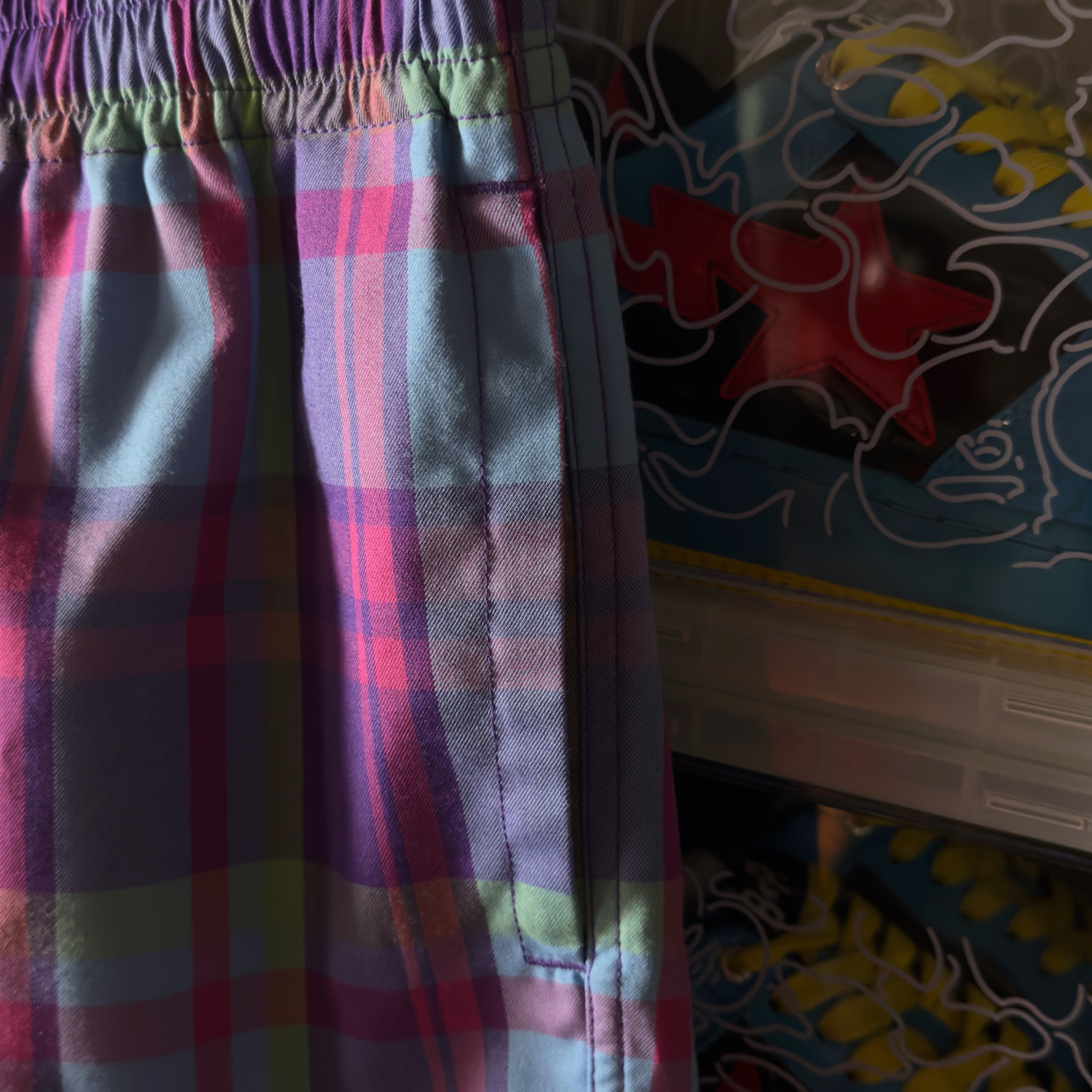 (S) Bape Check Shorts Purple 2021