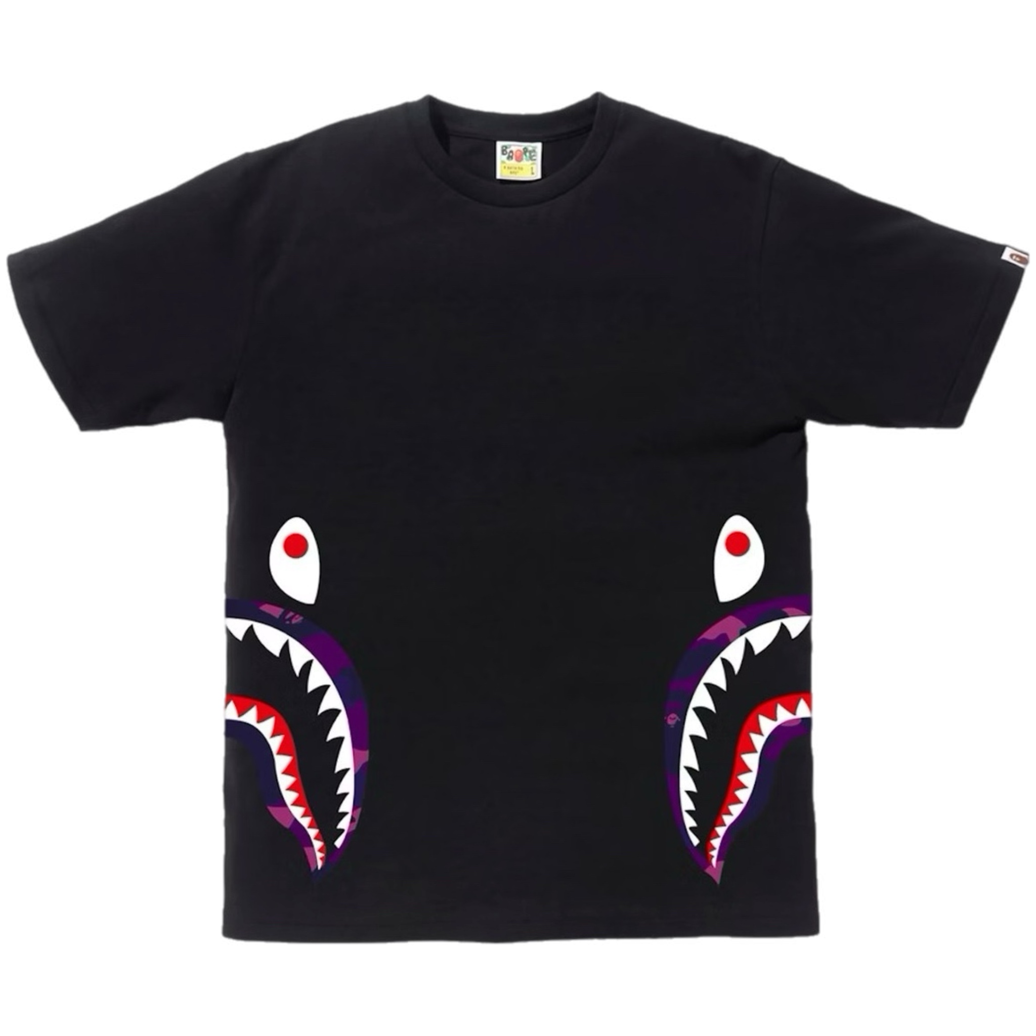 (M) Bape Color Camo Side Shark Tee Black/Purple