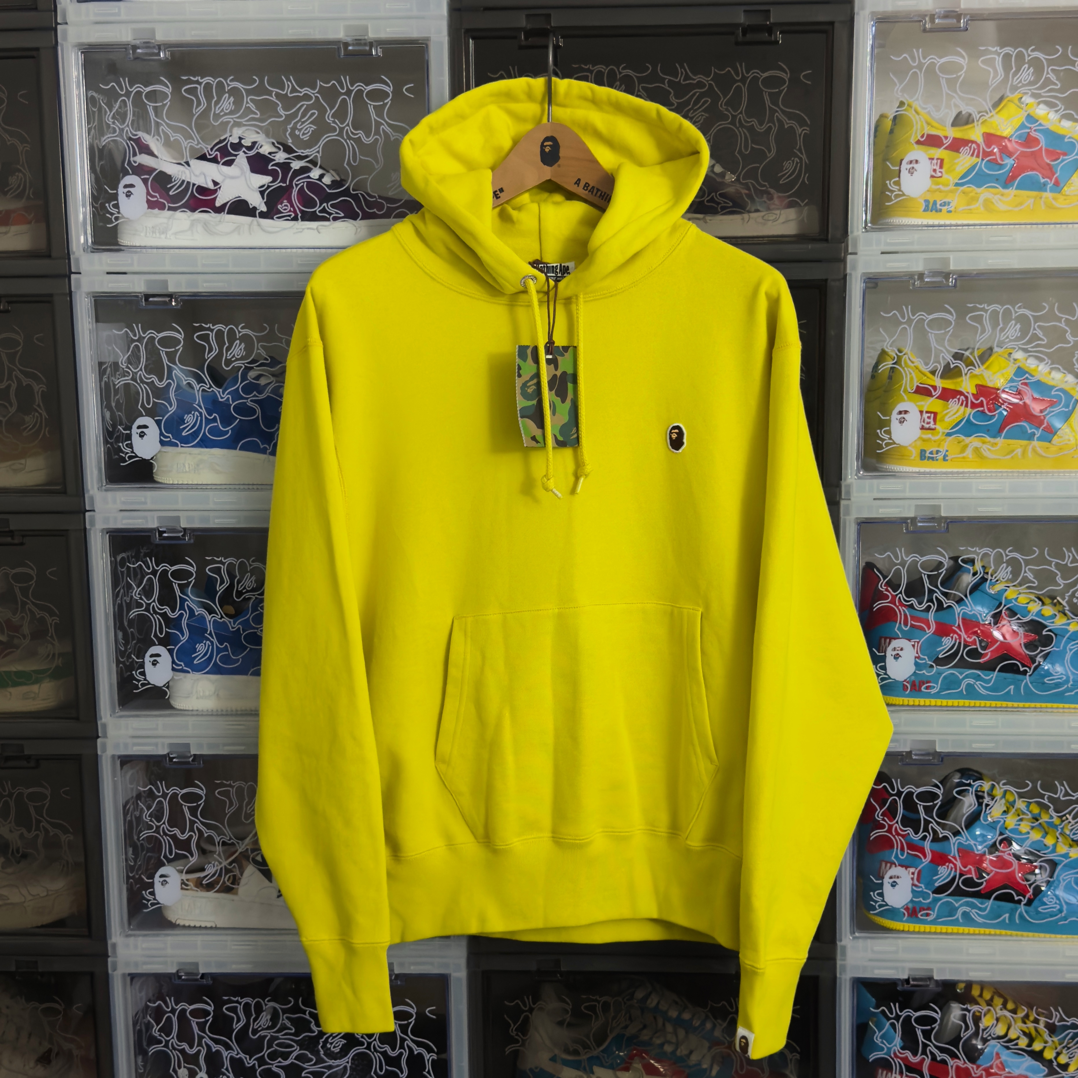 (L) Bape Ape Head One Point Relaxed Fit Hoodie Yellow