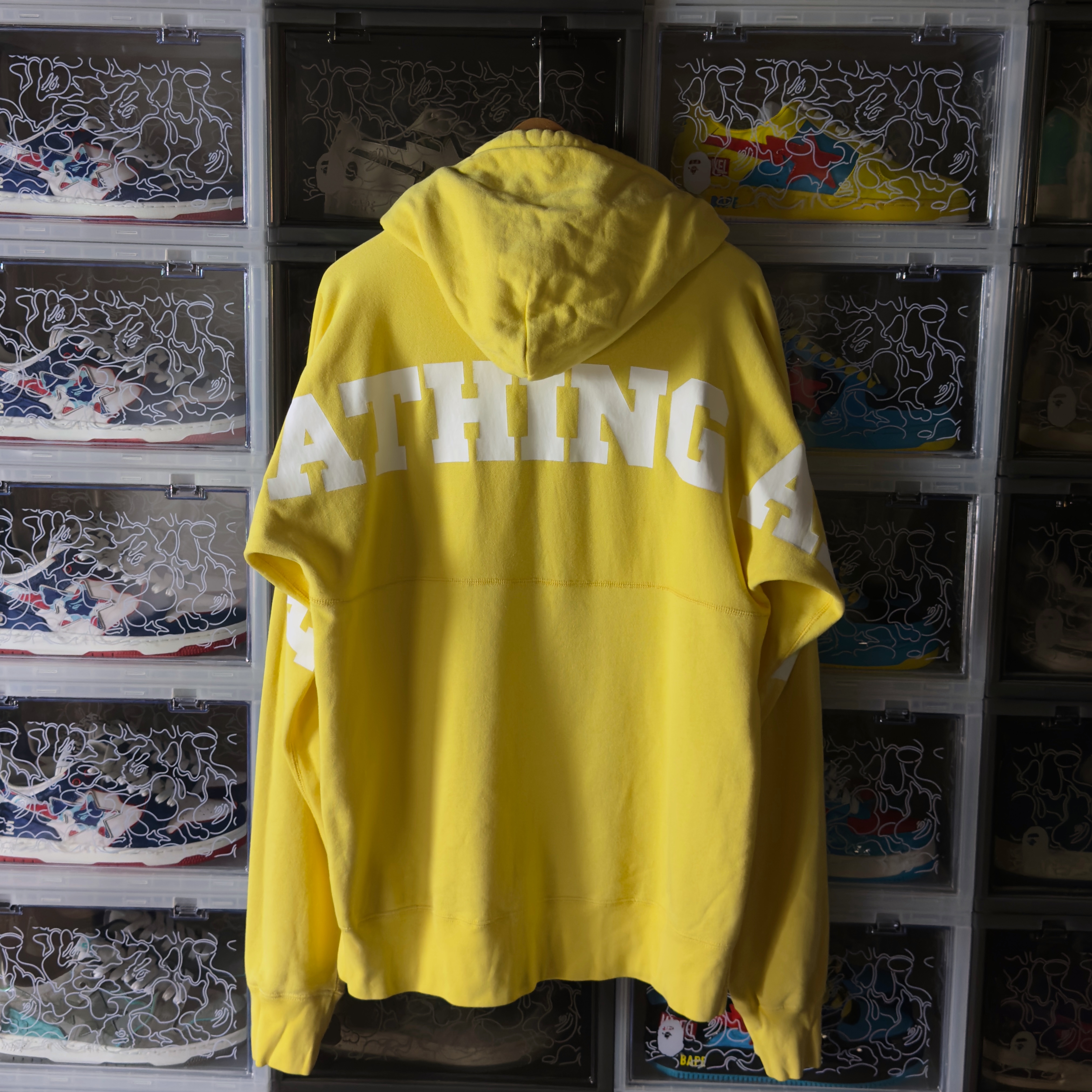 (L) Bape Pastel Color Big Logo Wide Hoodie Yellow 2019