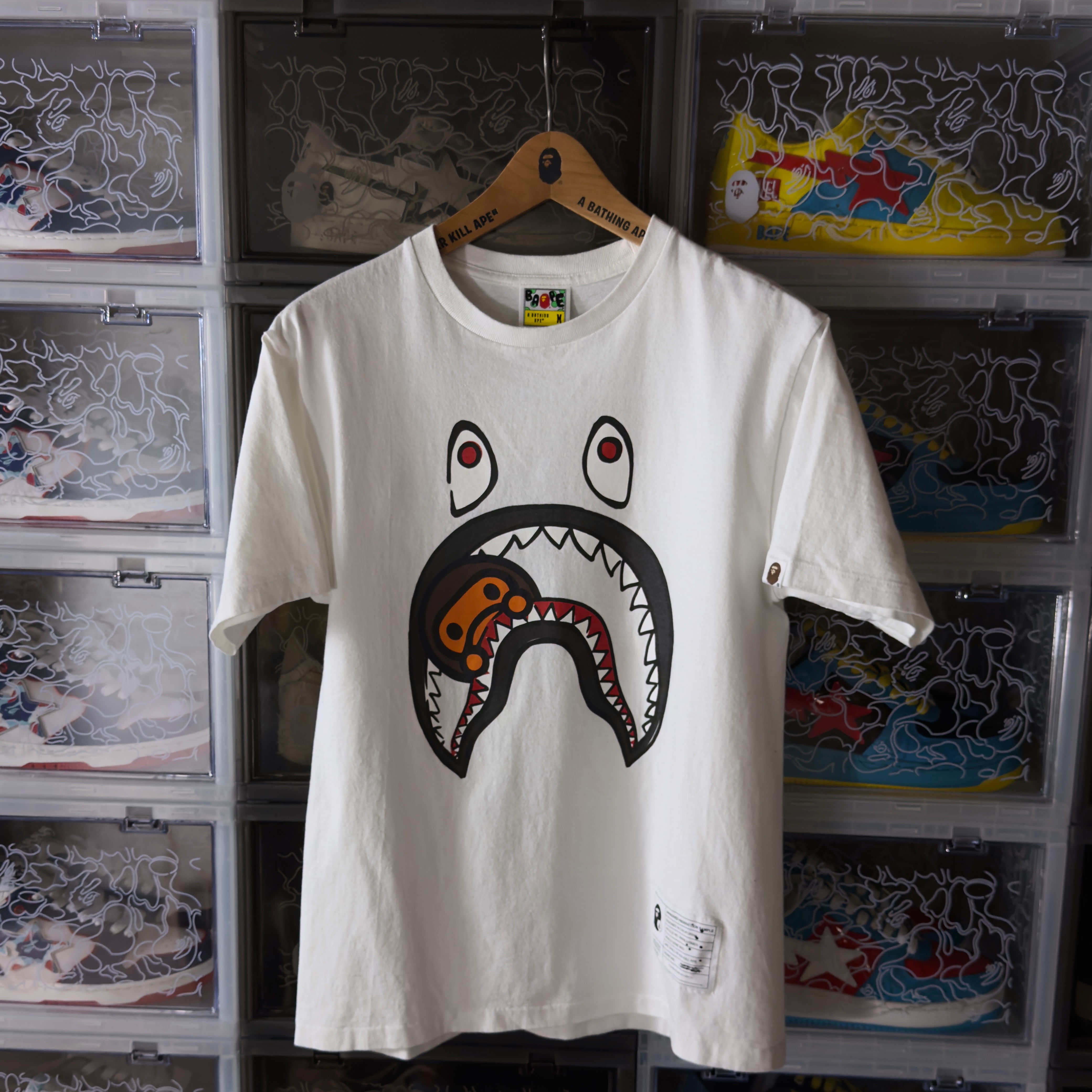 (M) Bape x Joshua Vides Milo Shark Tee White 2024