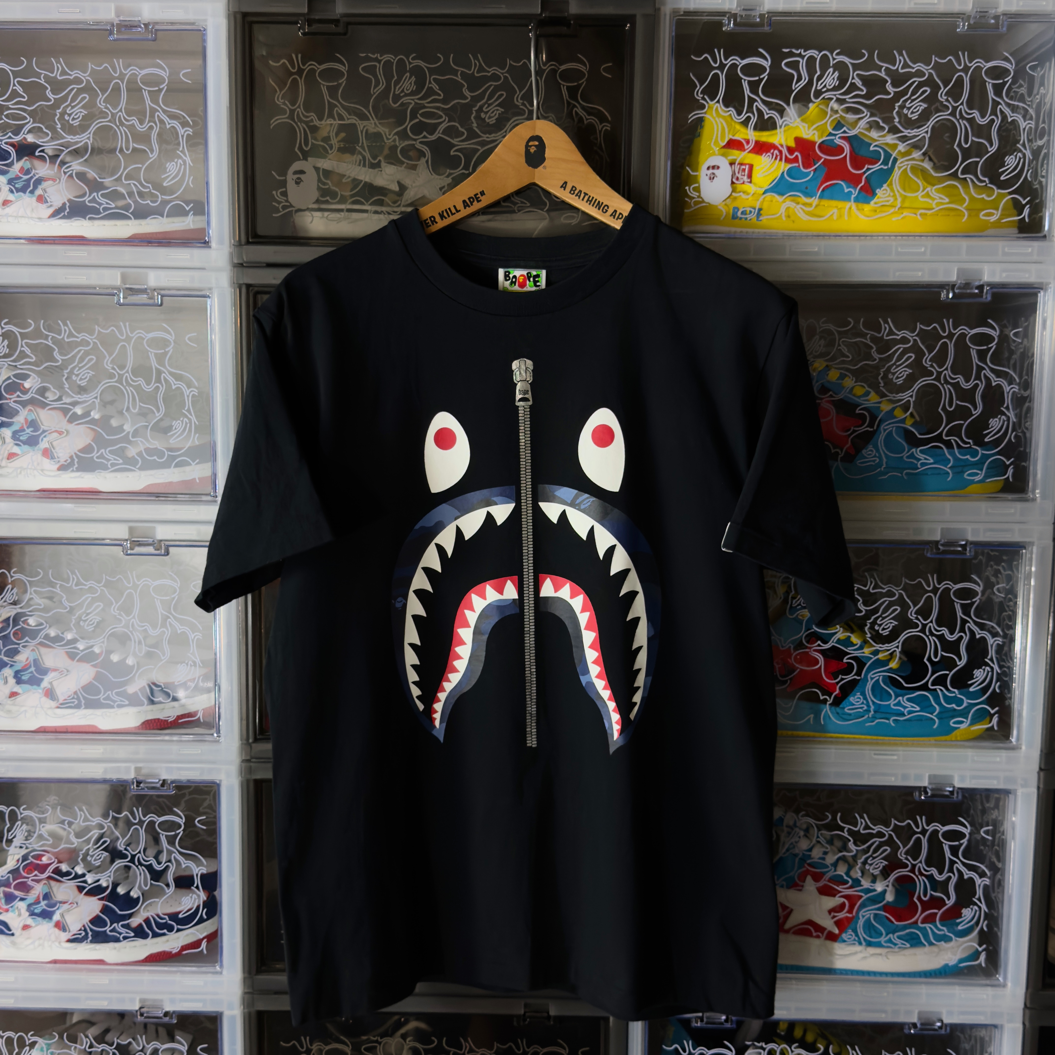 (M) Bape Color Camo Shark Tee Black/Navy