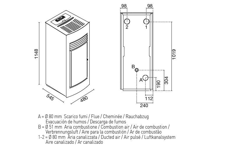 Ortakinė granulinė krosnelė Letizia 15,4 kW