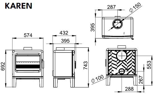 Malkinė ketaus krosnelė Bronpi Karen 10 kW