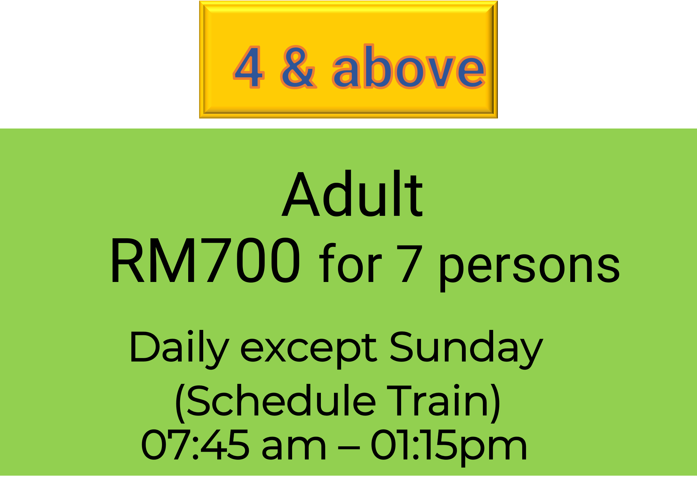 Papar Train Tour (7Adult - 4 persons & Above)