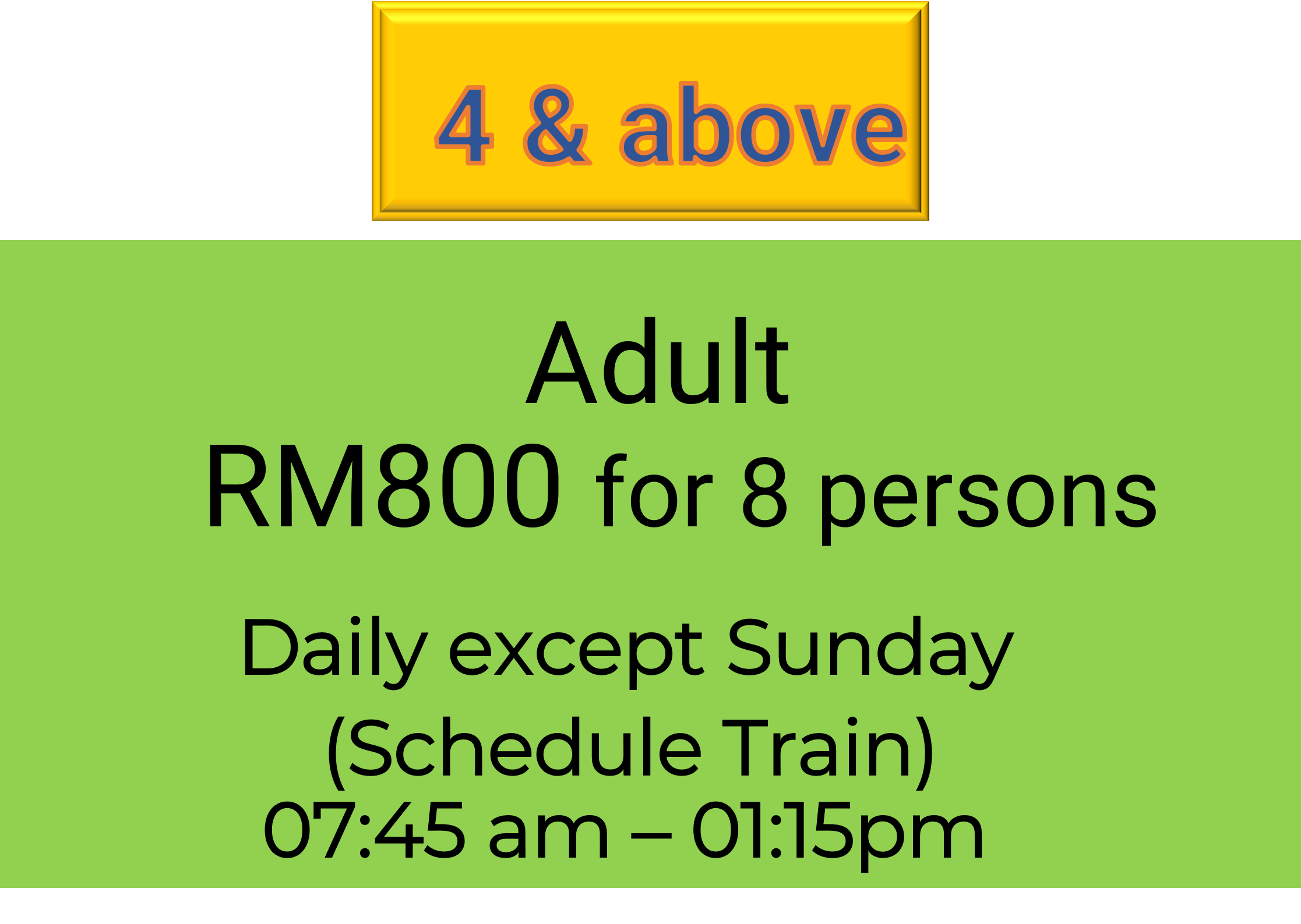 Papar Train Tour (8Adult - 4 persons & Above)