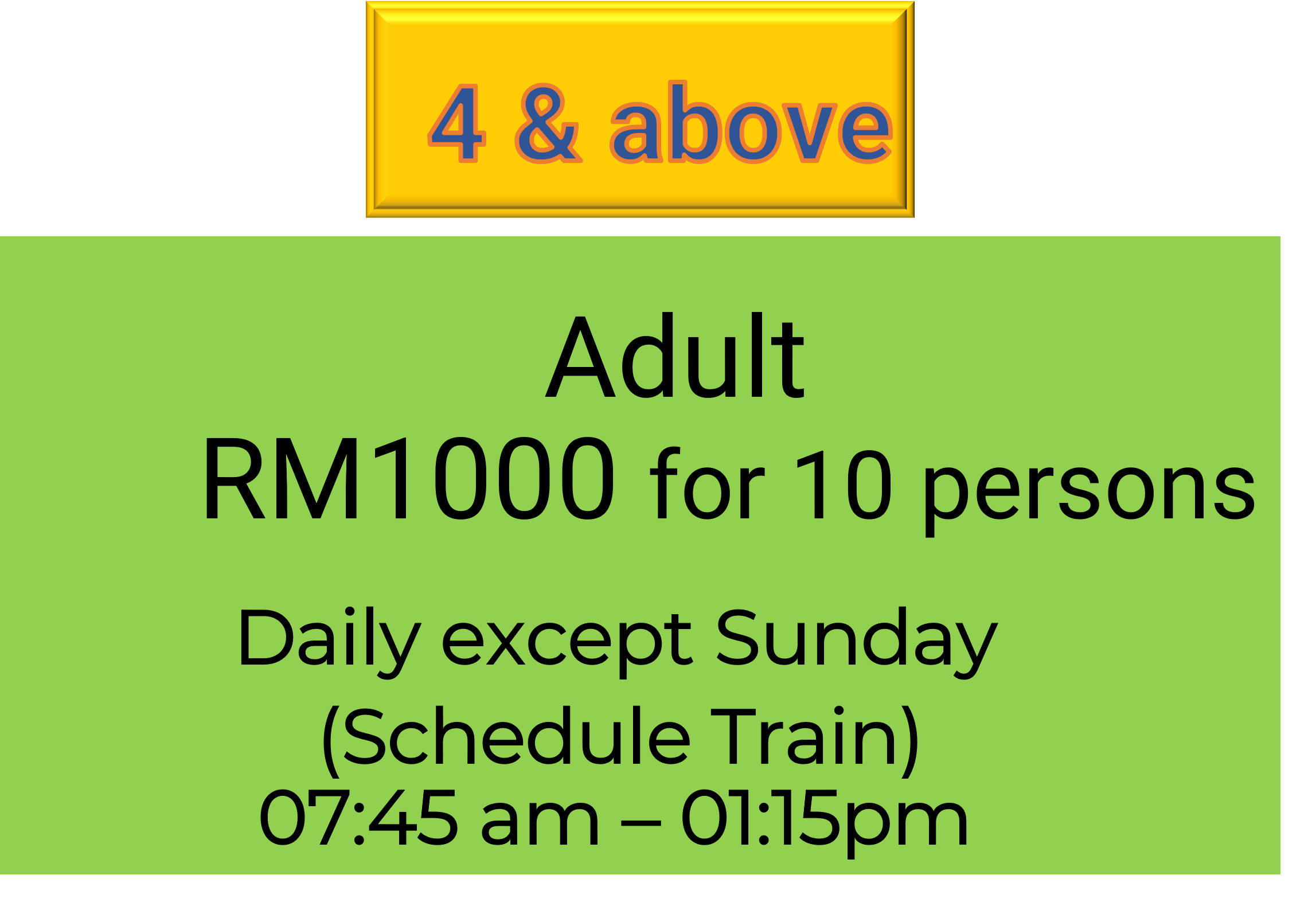 Papar Train Tour (10Adult - 4 persons & Above)