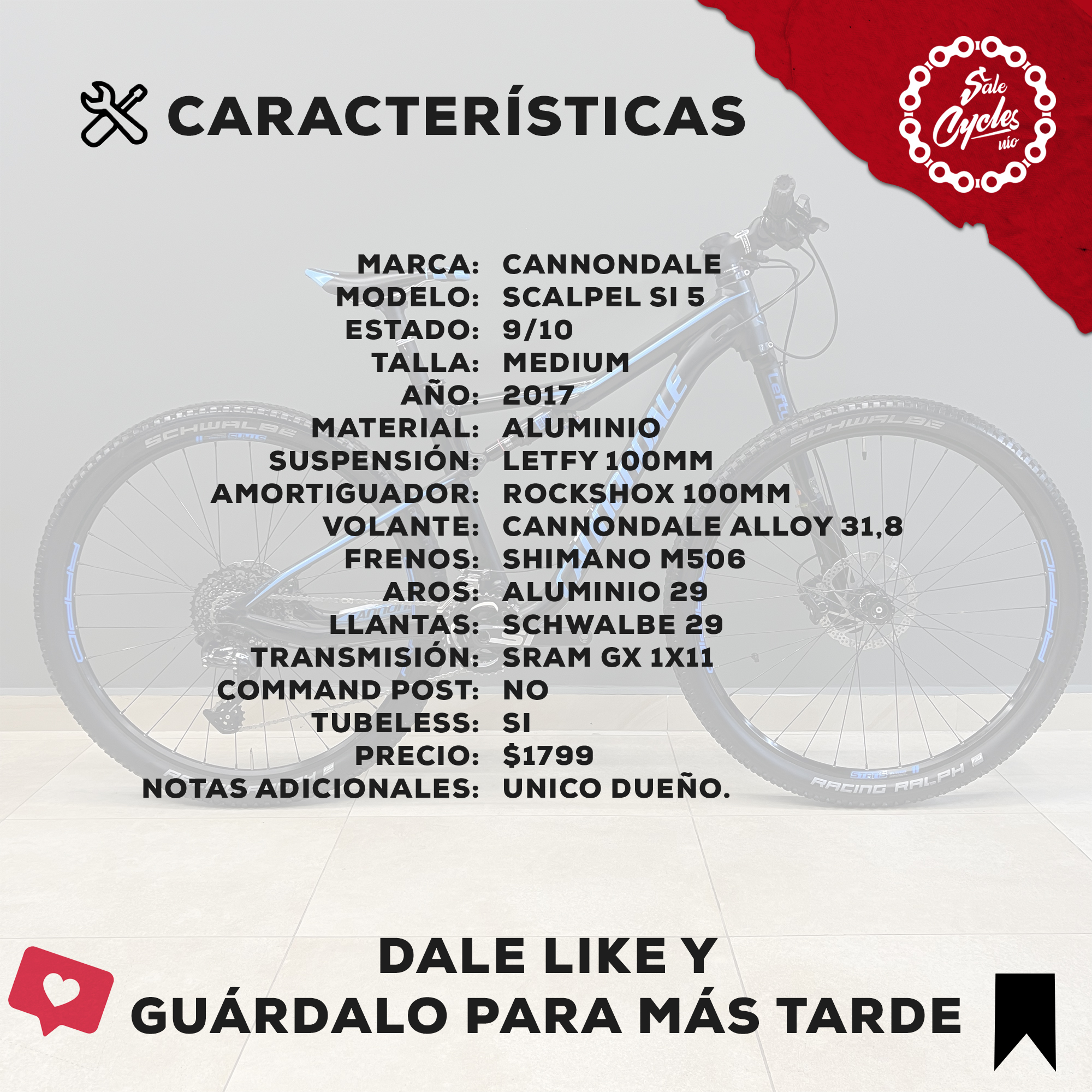 Cannondale Scalpel Si 5 modelo 2017 Medium
