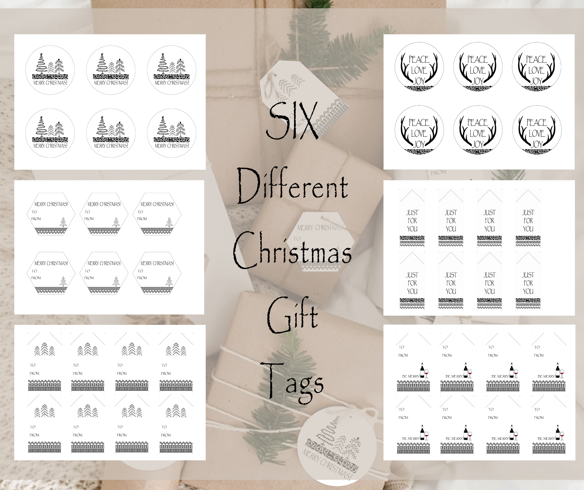 Simple Happy Holidays Gift Tags