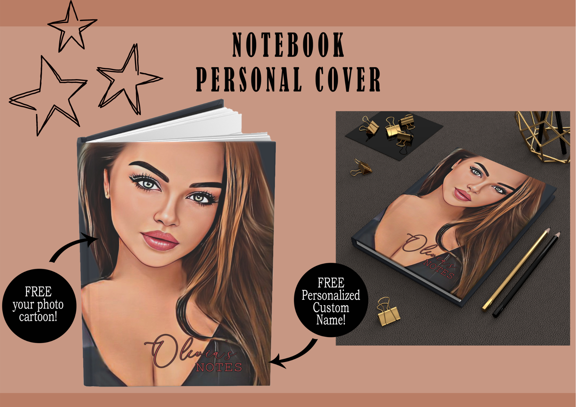 Notebook with your photo and name