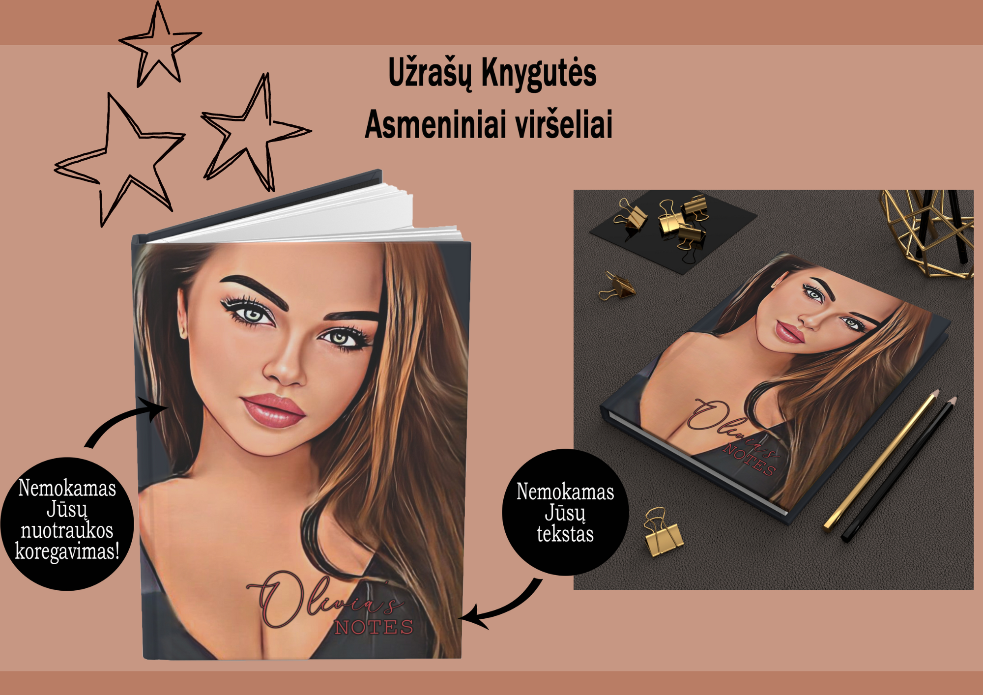 Užrašų knygutė su Jūsų nuotrauka ir vardu