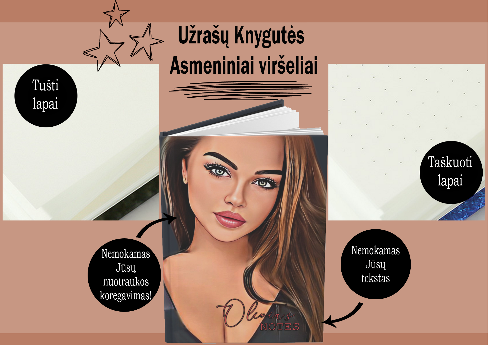 Užrašų knygutė su Jūsų nuotrauka ir vardu