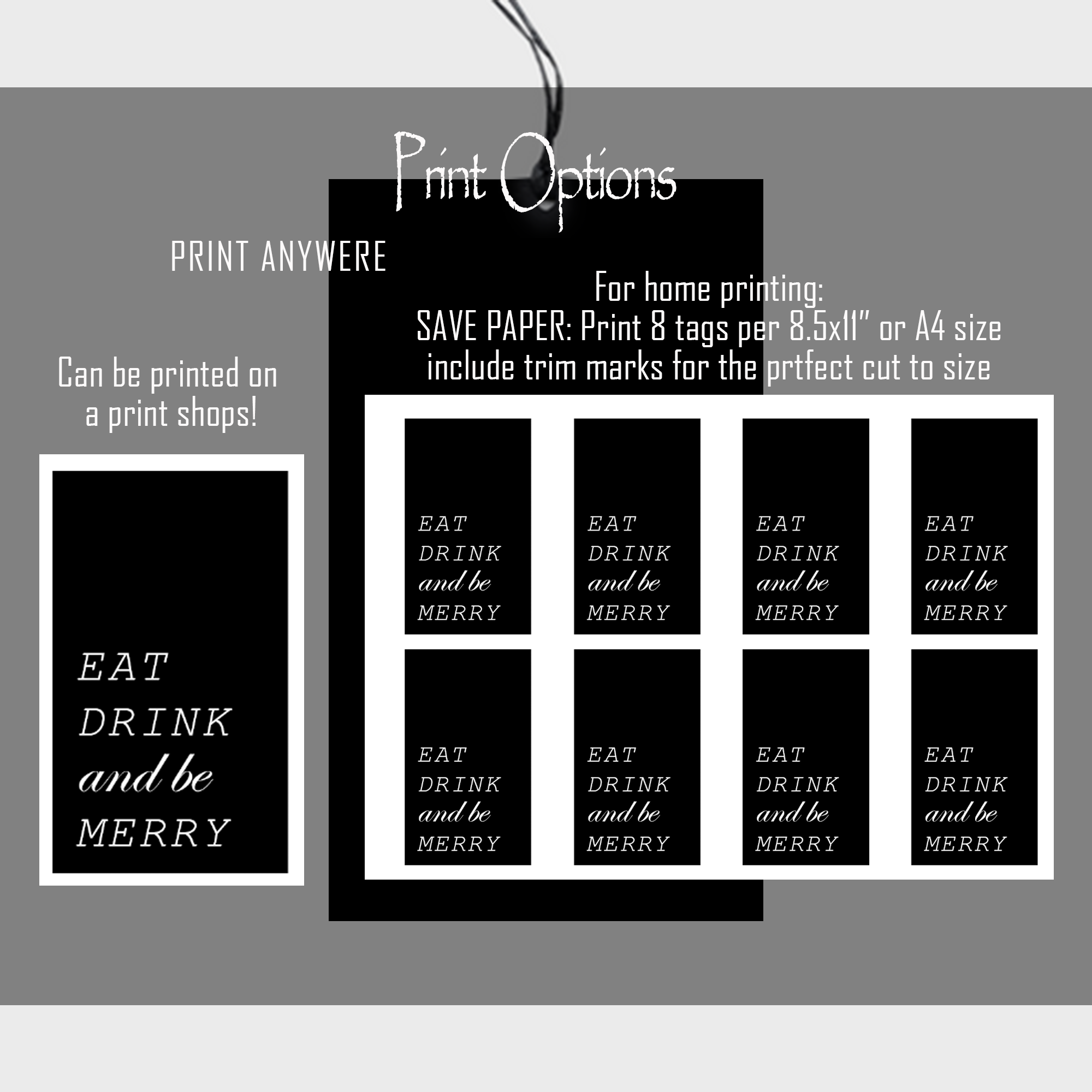 EAT DRINK and be MERRY Gift Tags