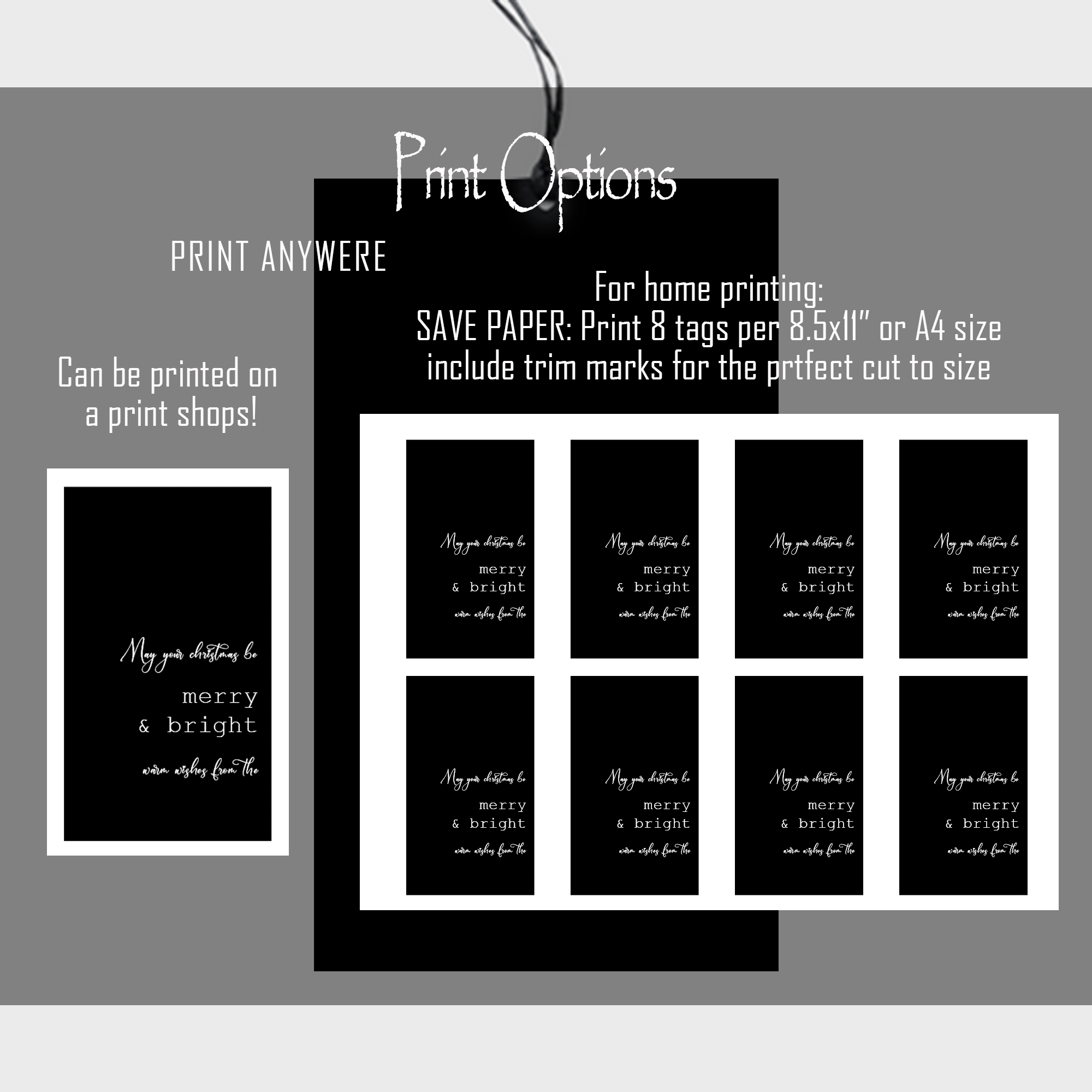 Black Christmas Gift Tags