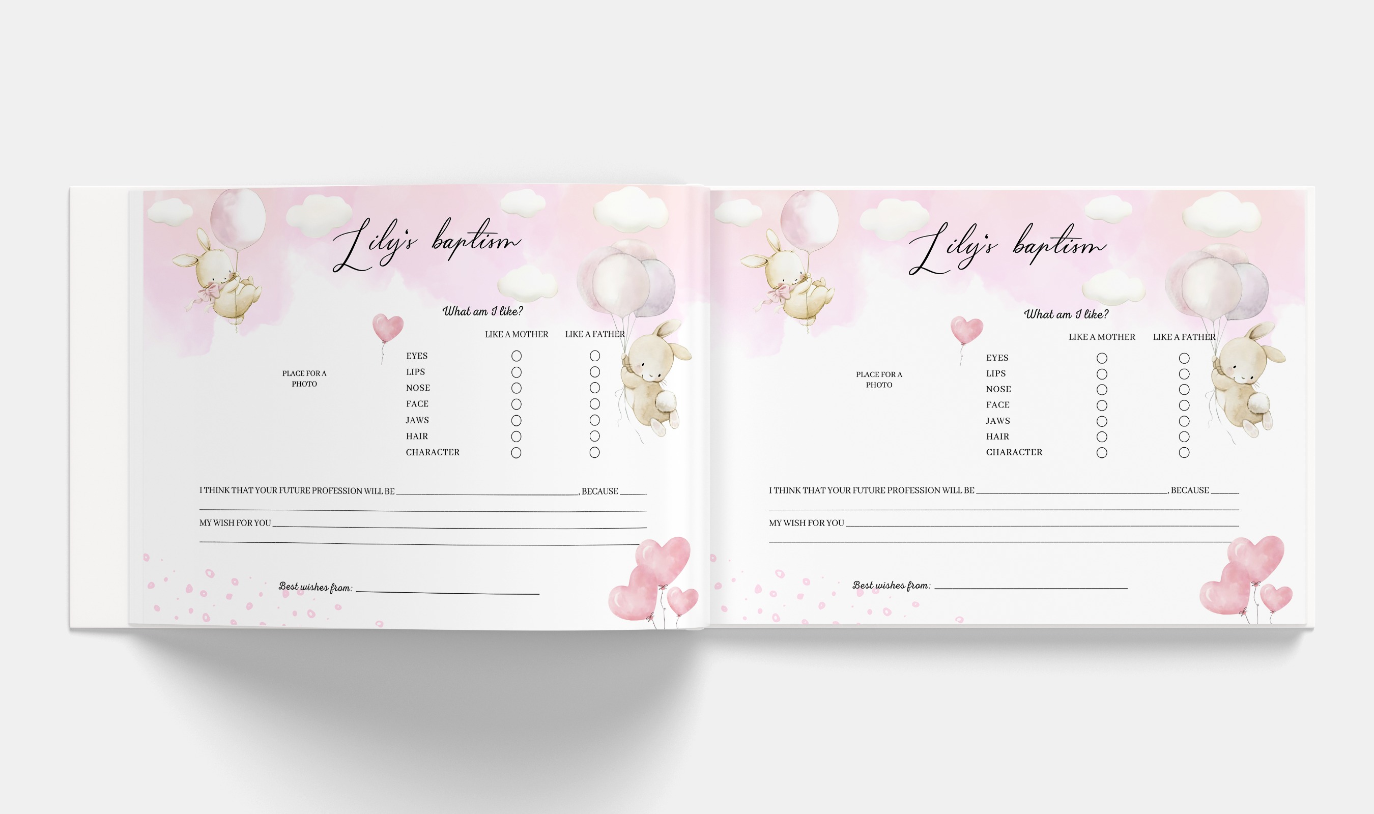 BUNNY Baptism Guestbook