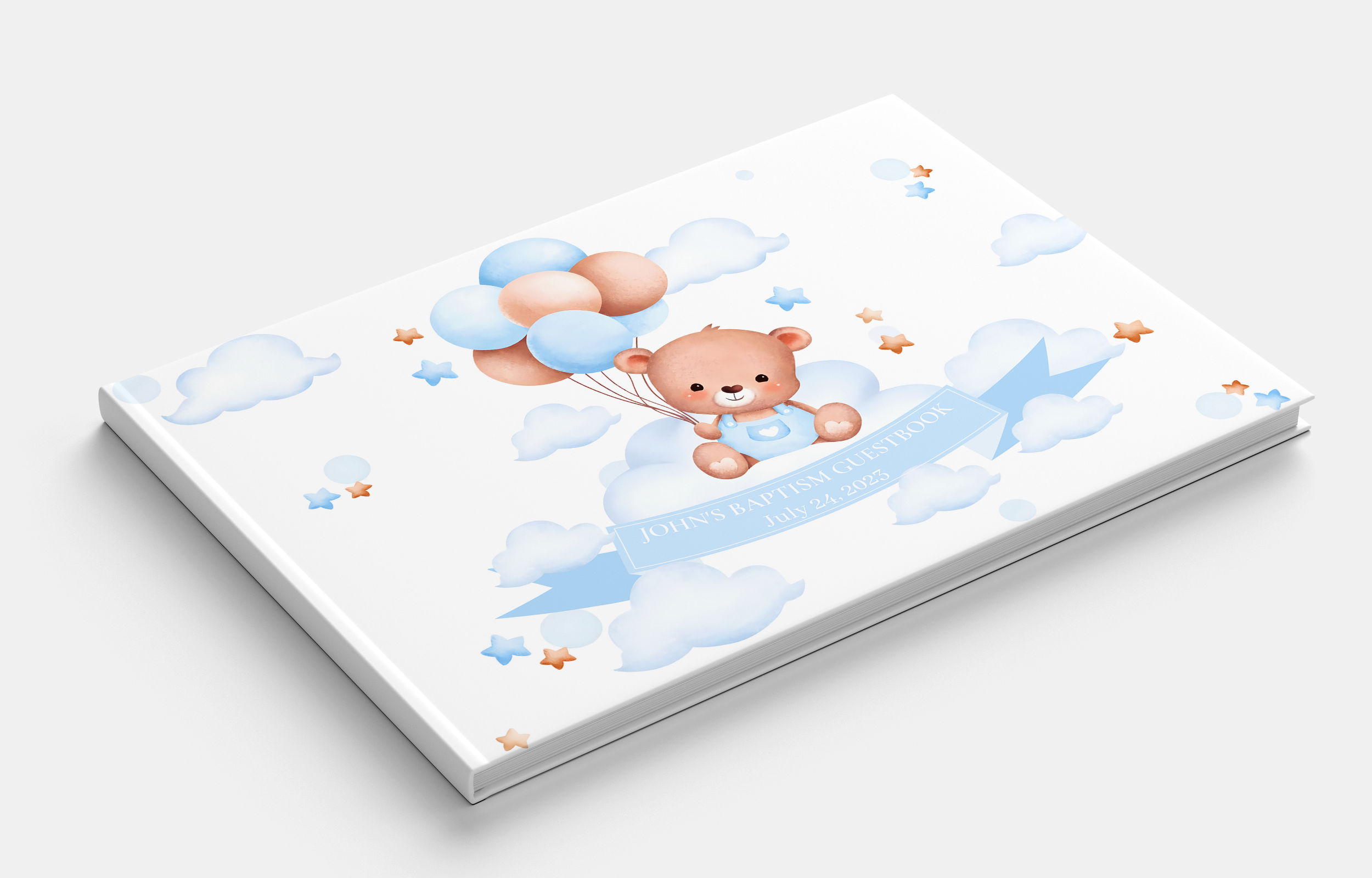 BABY BEAR Blue Baptism Guestbook