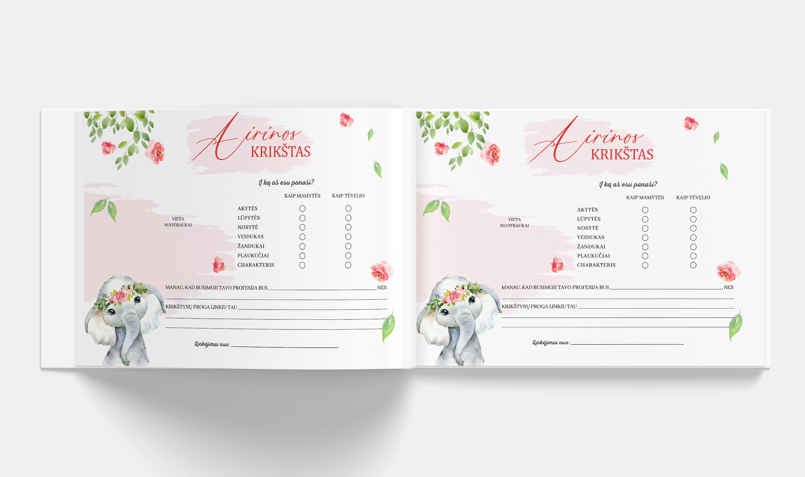 ELEPHANT Krikštynų palinkėjimų knyga
