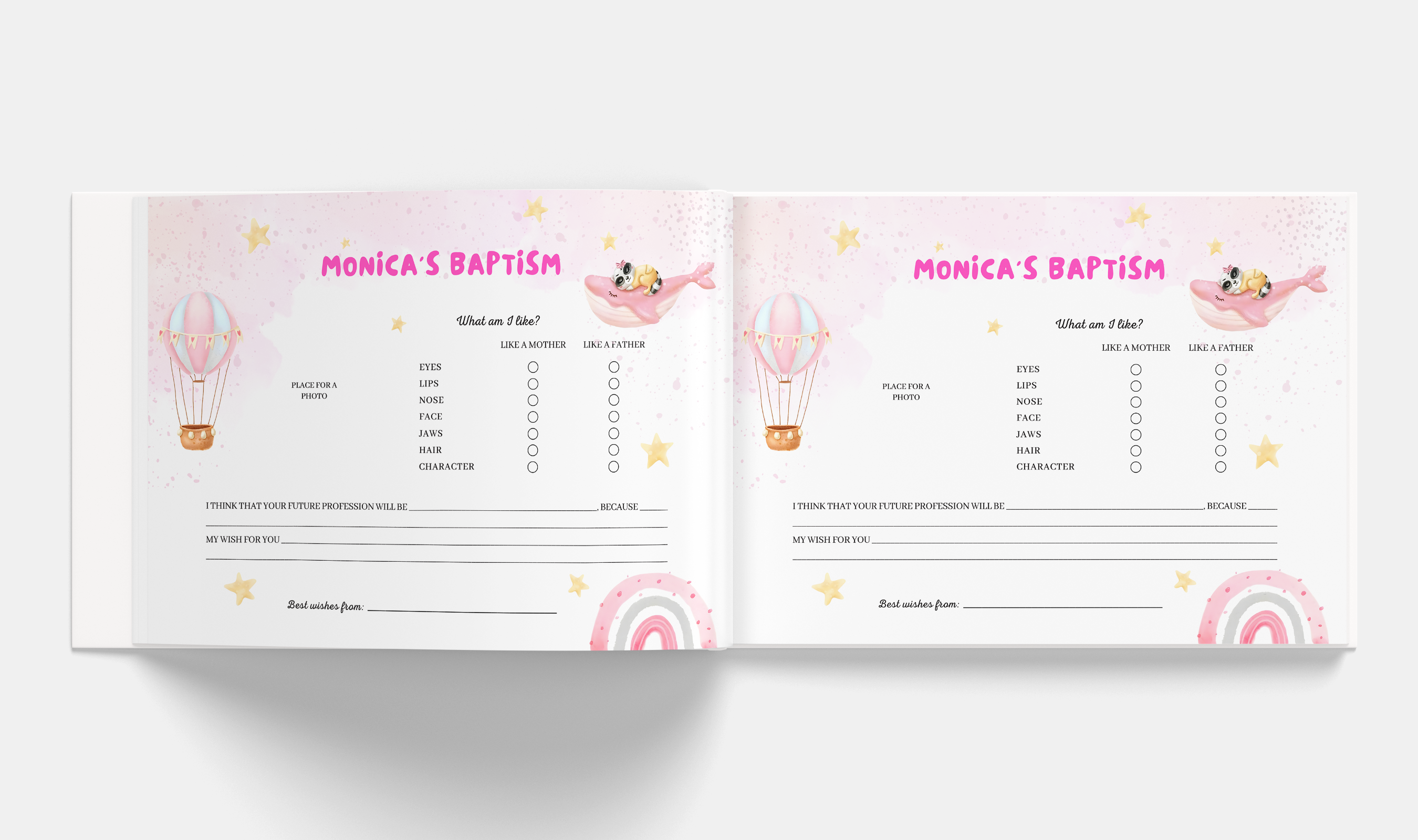 PINK DEER Baptism Guestbook